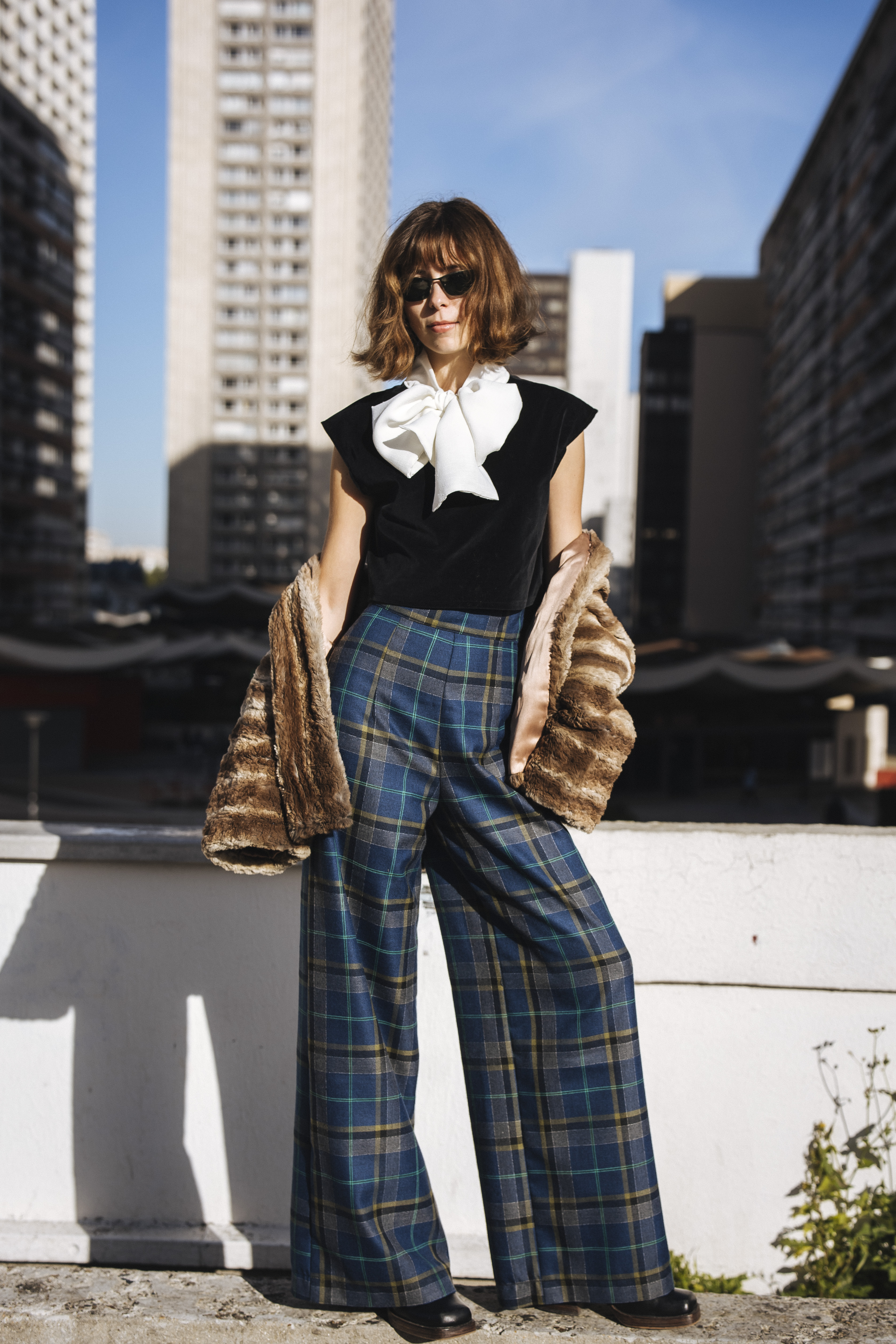 pantalon large écossais