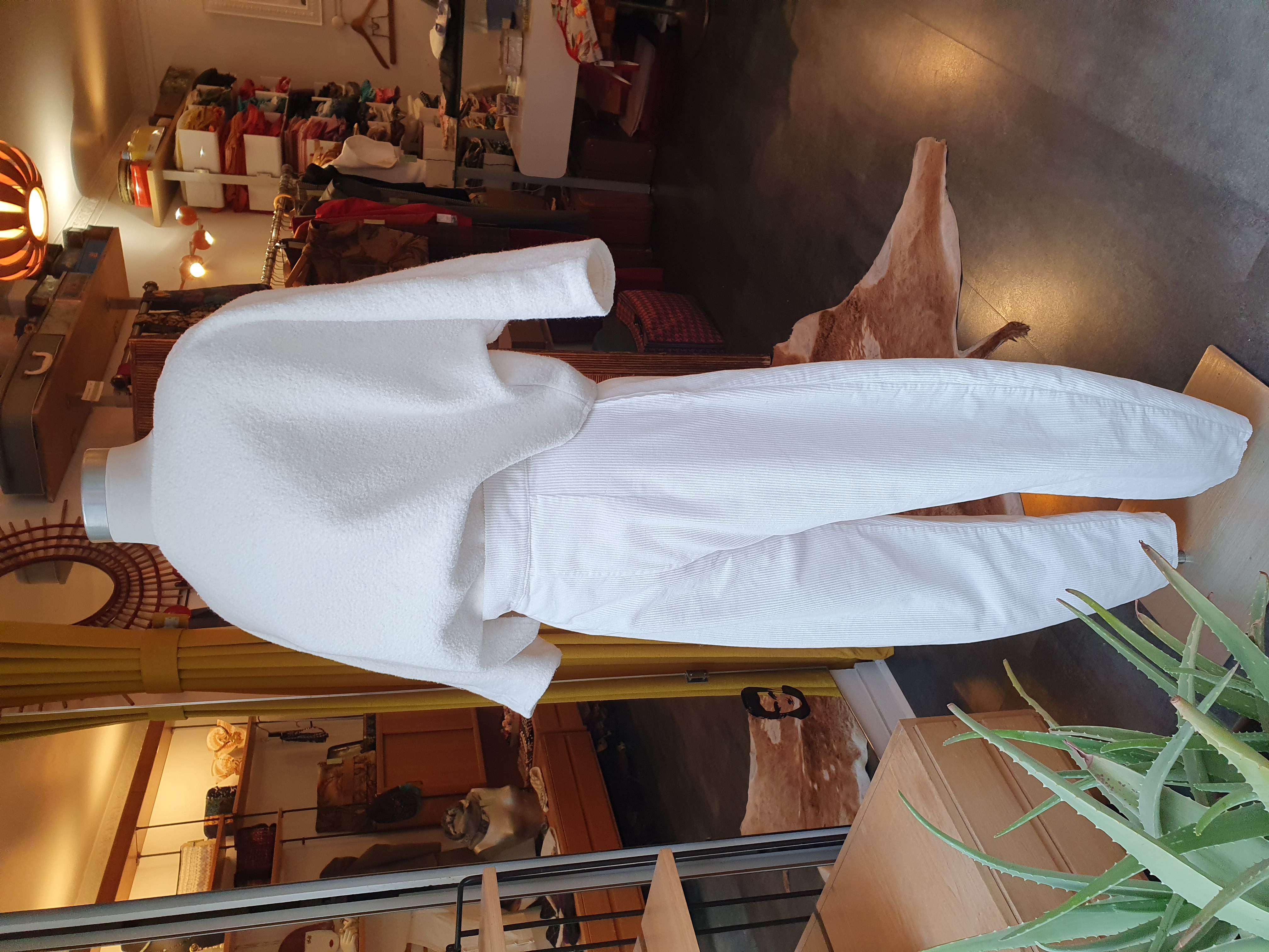 pantalon barrel velours blanc