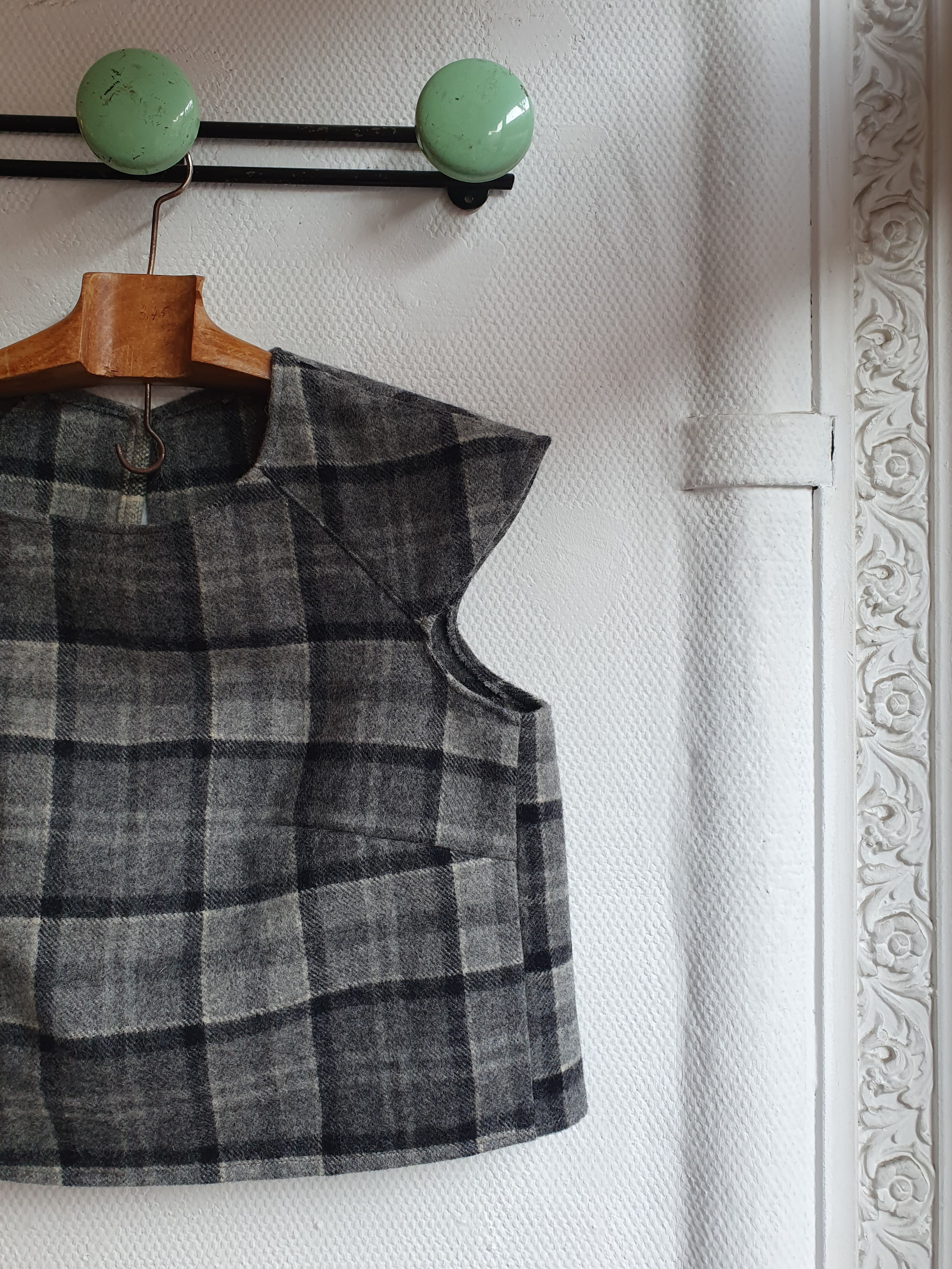 crop top laine tartan gris