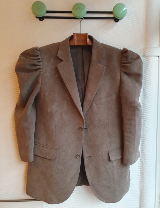 taupe puff sleeve blazer