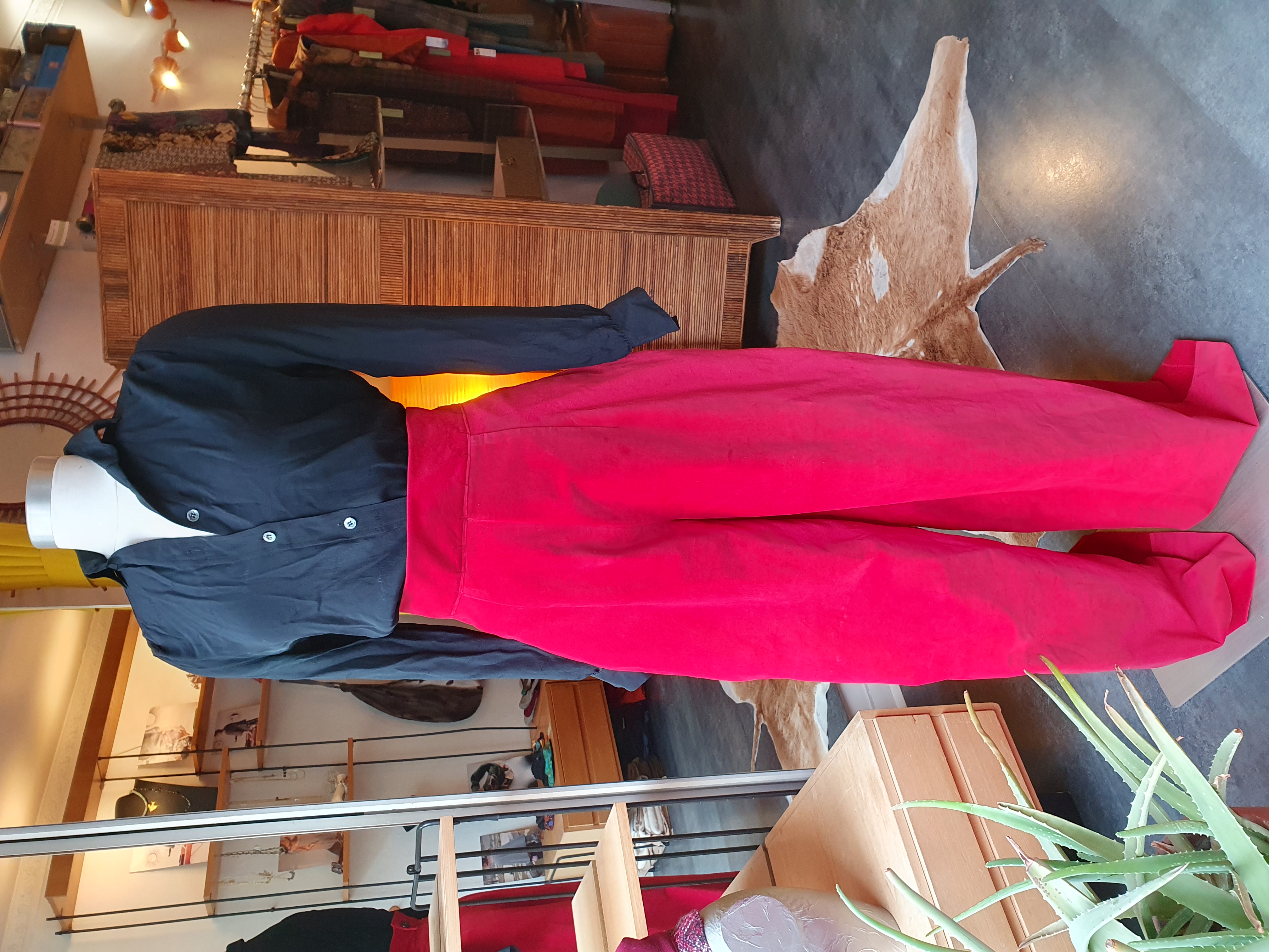 pantalon large velours piment