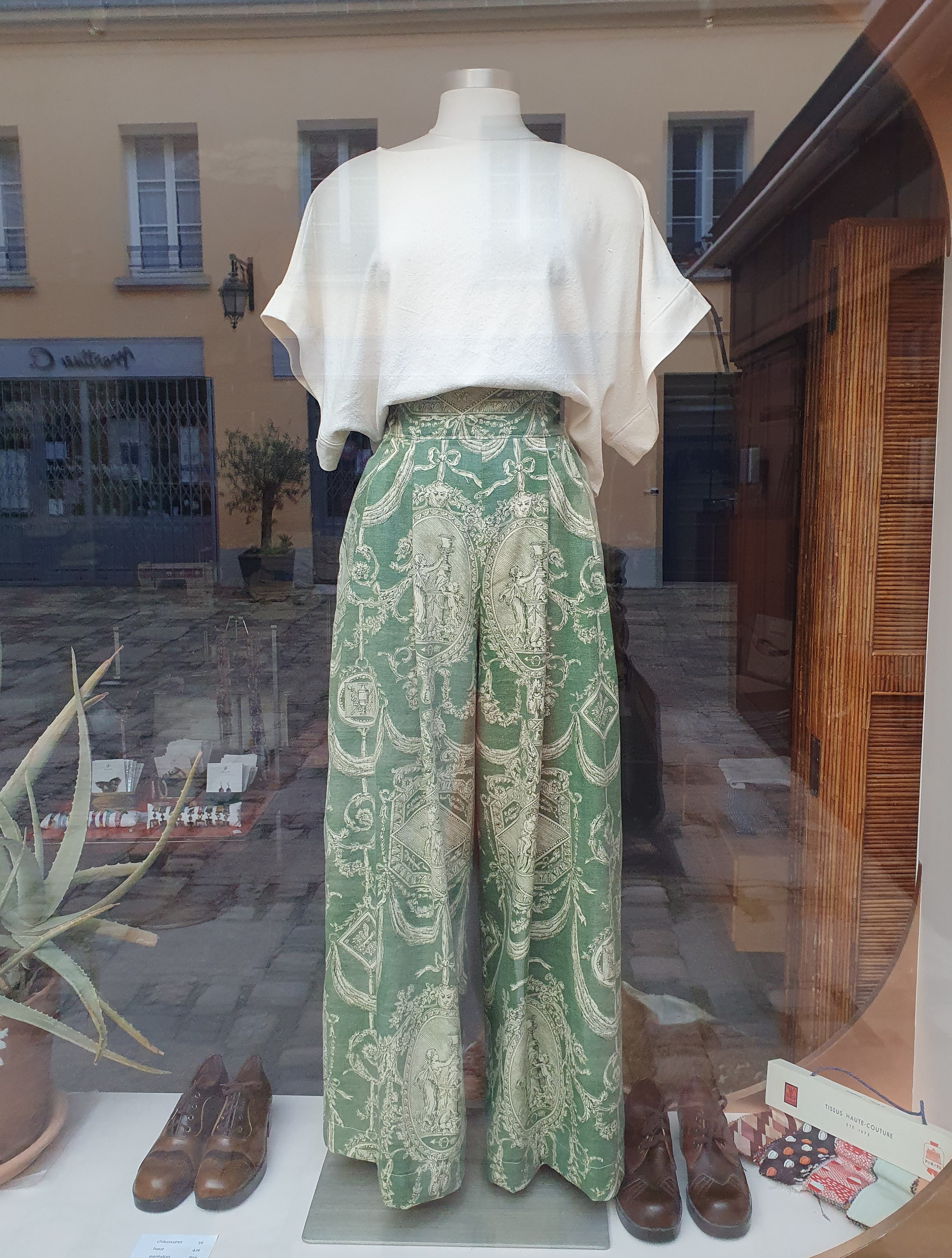 pantalon large tapisserie fine