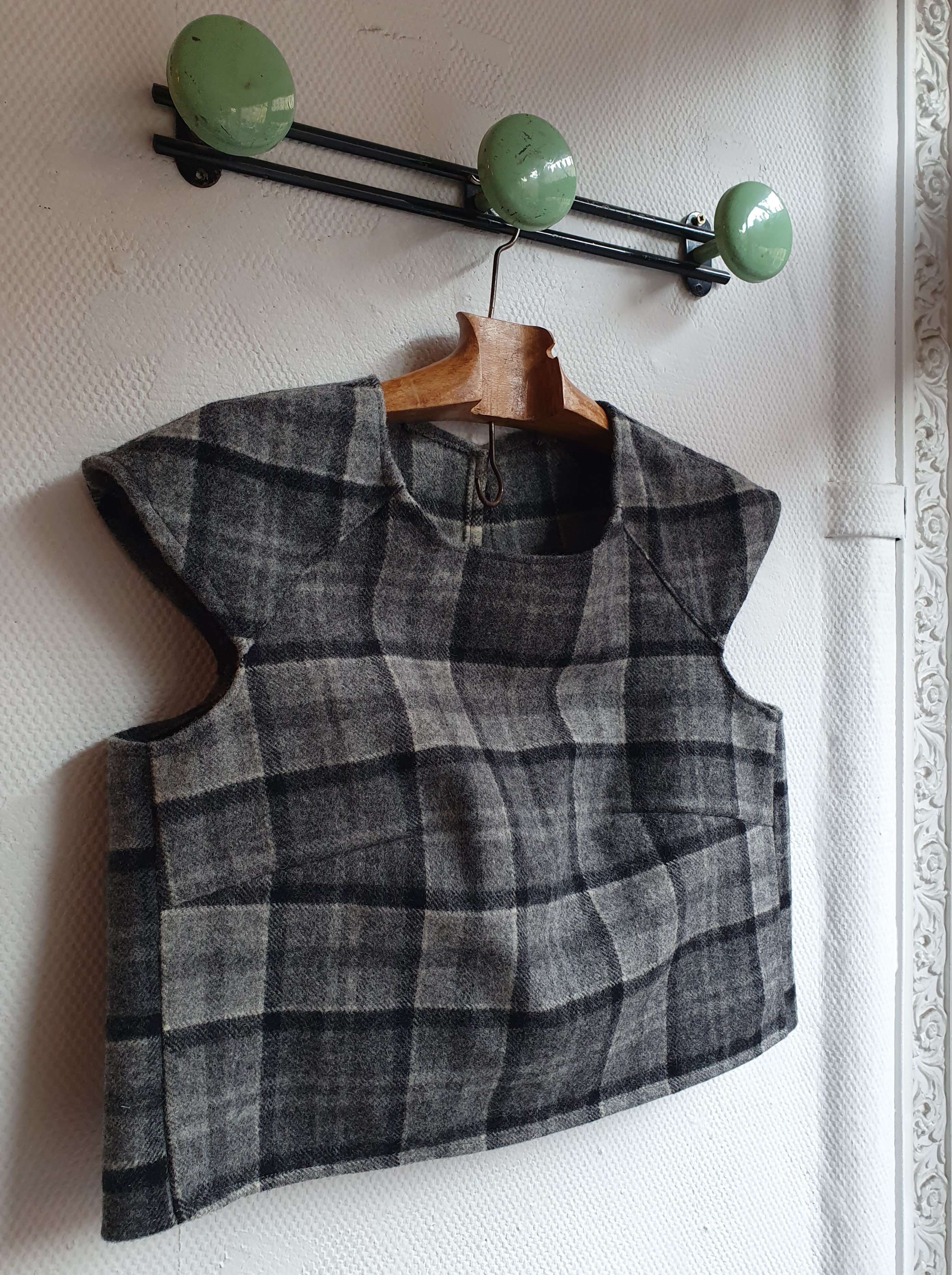 crop top laine tartan gris