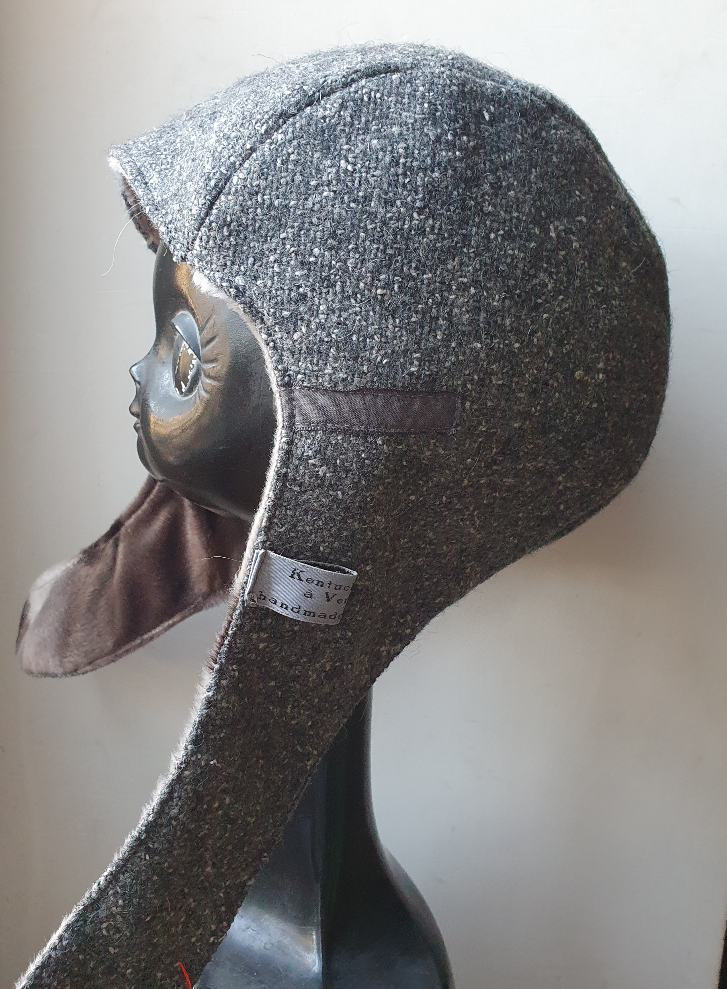 chapeau aviateur gris chiné