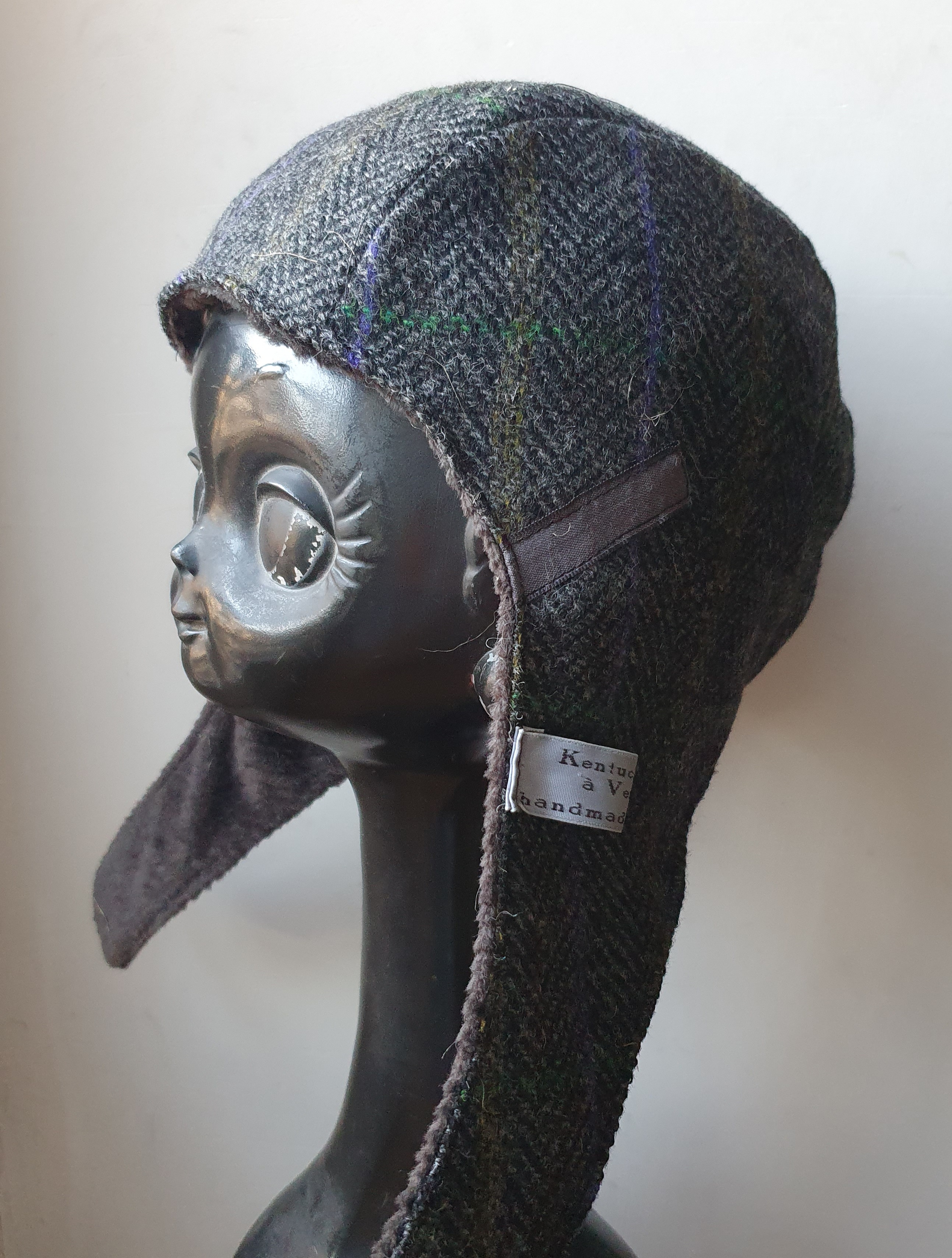chapeau aviateur prince de galles gris foncé