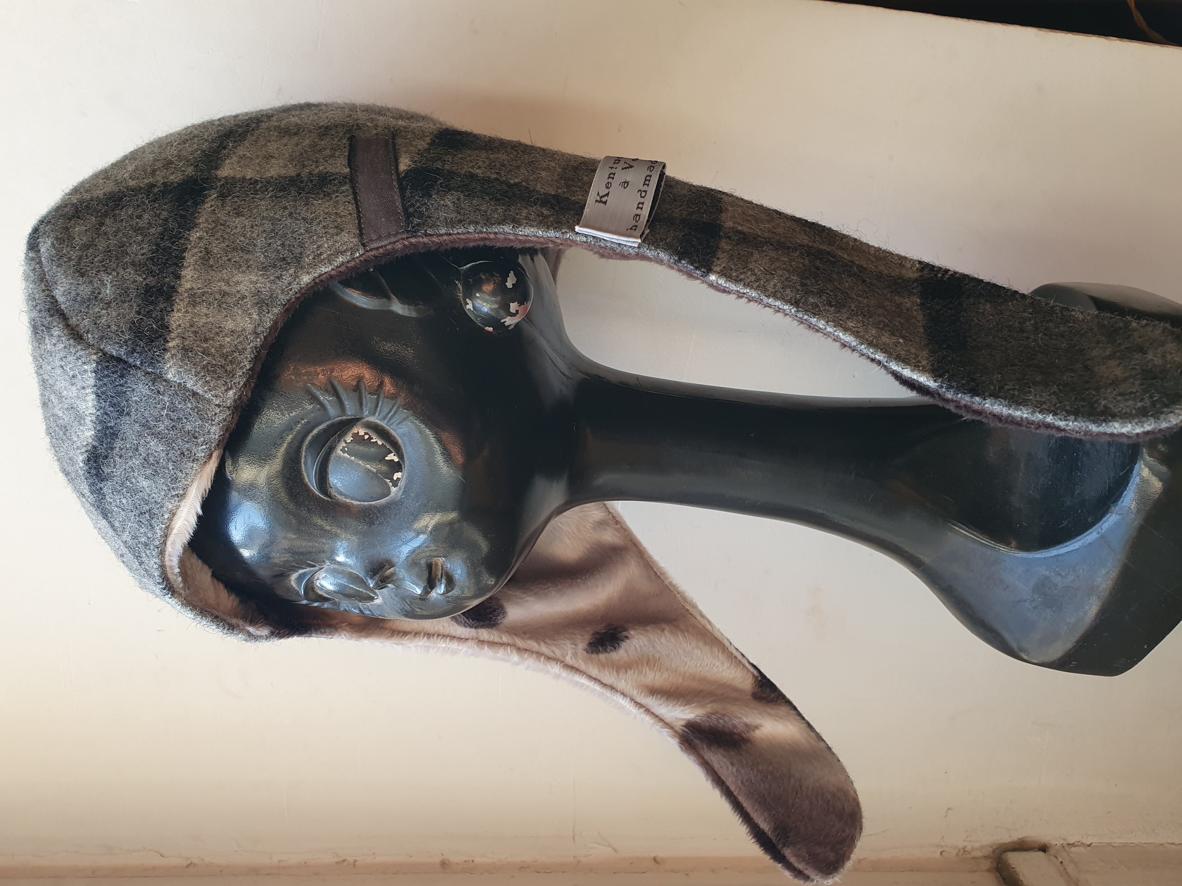 chapeau aviateur tartan gris