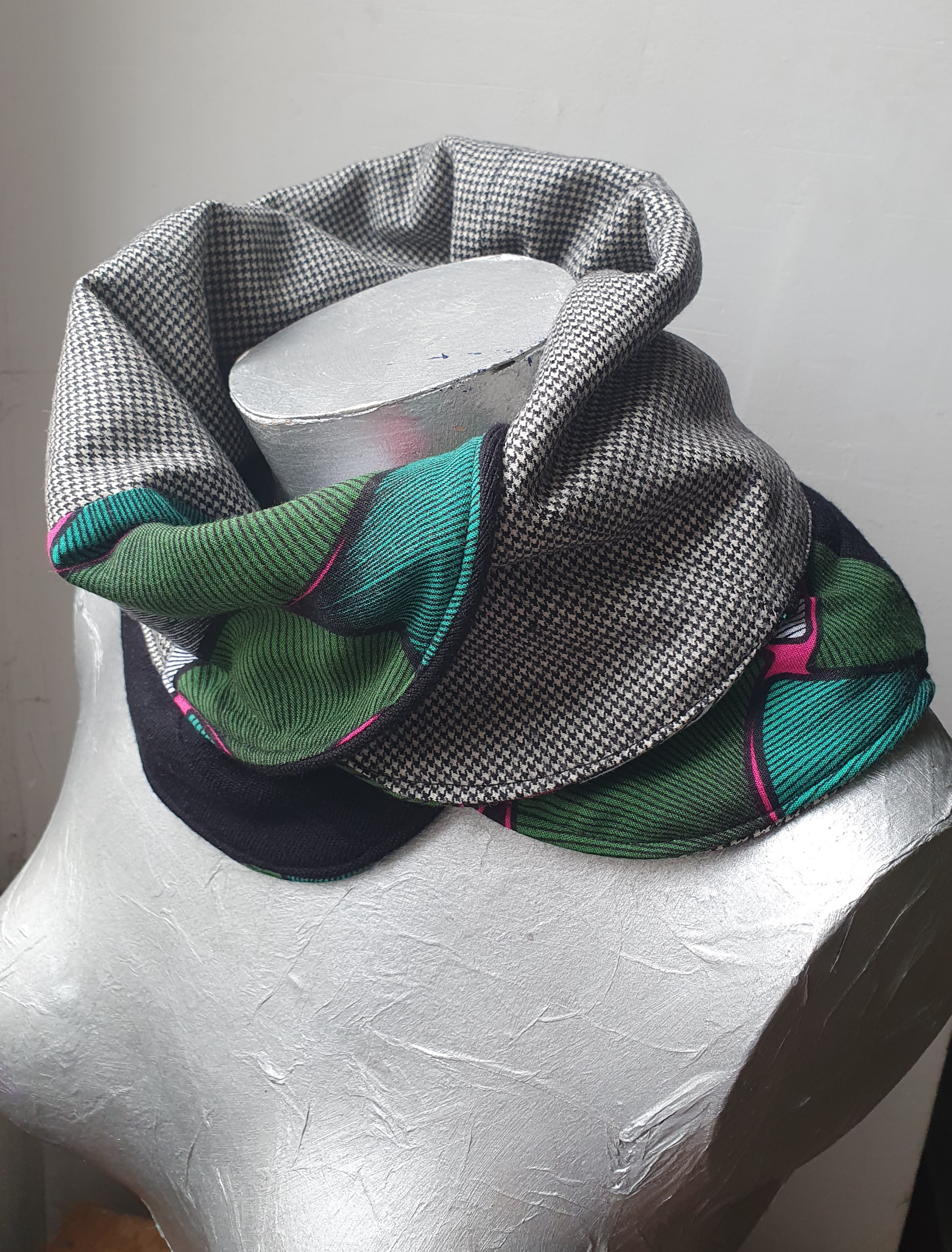 col femme pied de poule - noir