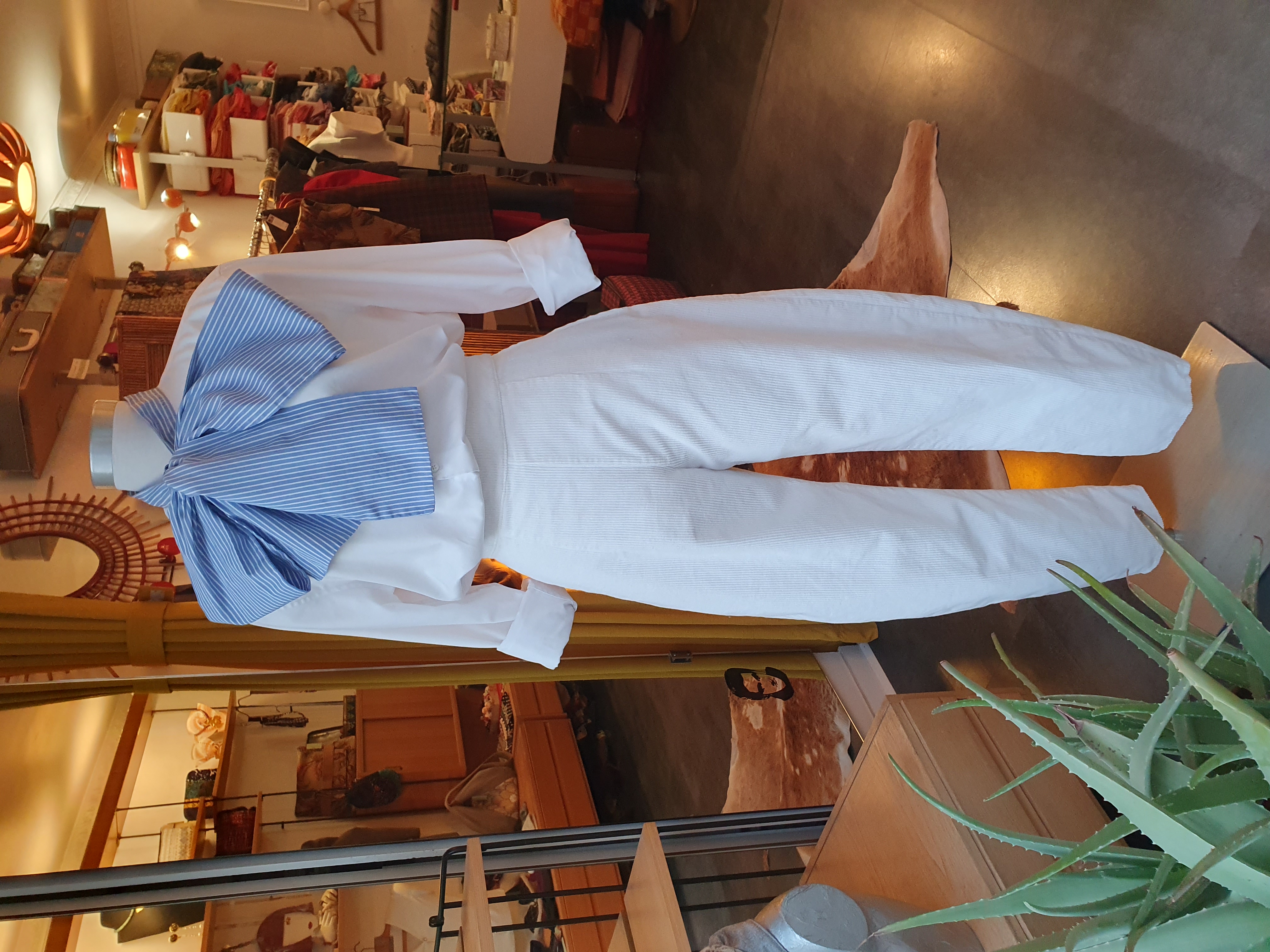 pantalon barrel velours blanc