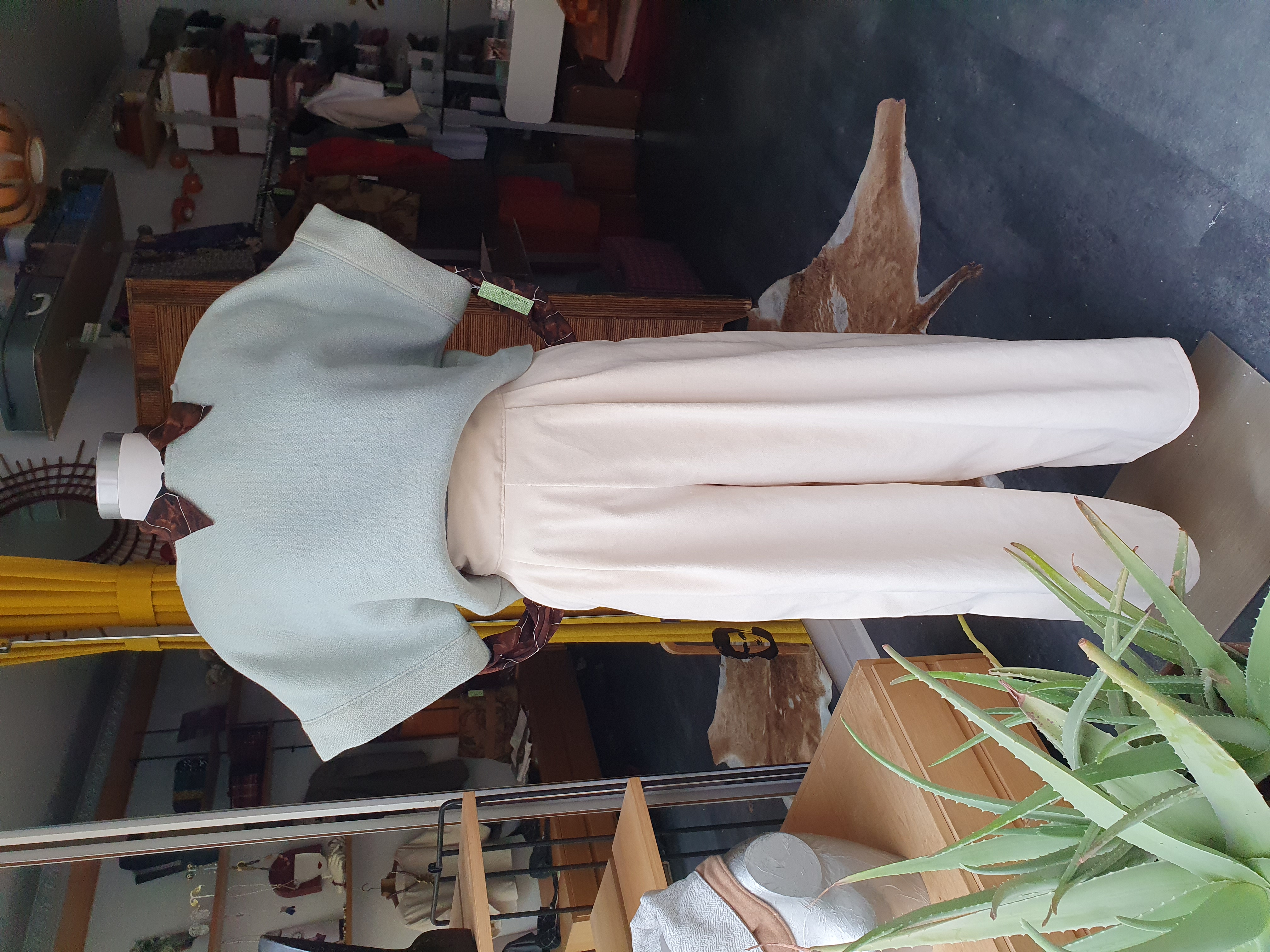 pantalon à pinces velours blanc cassé