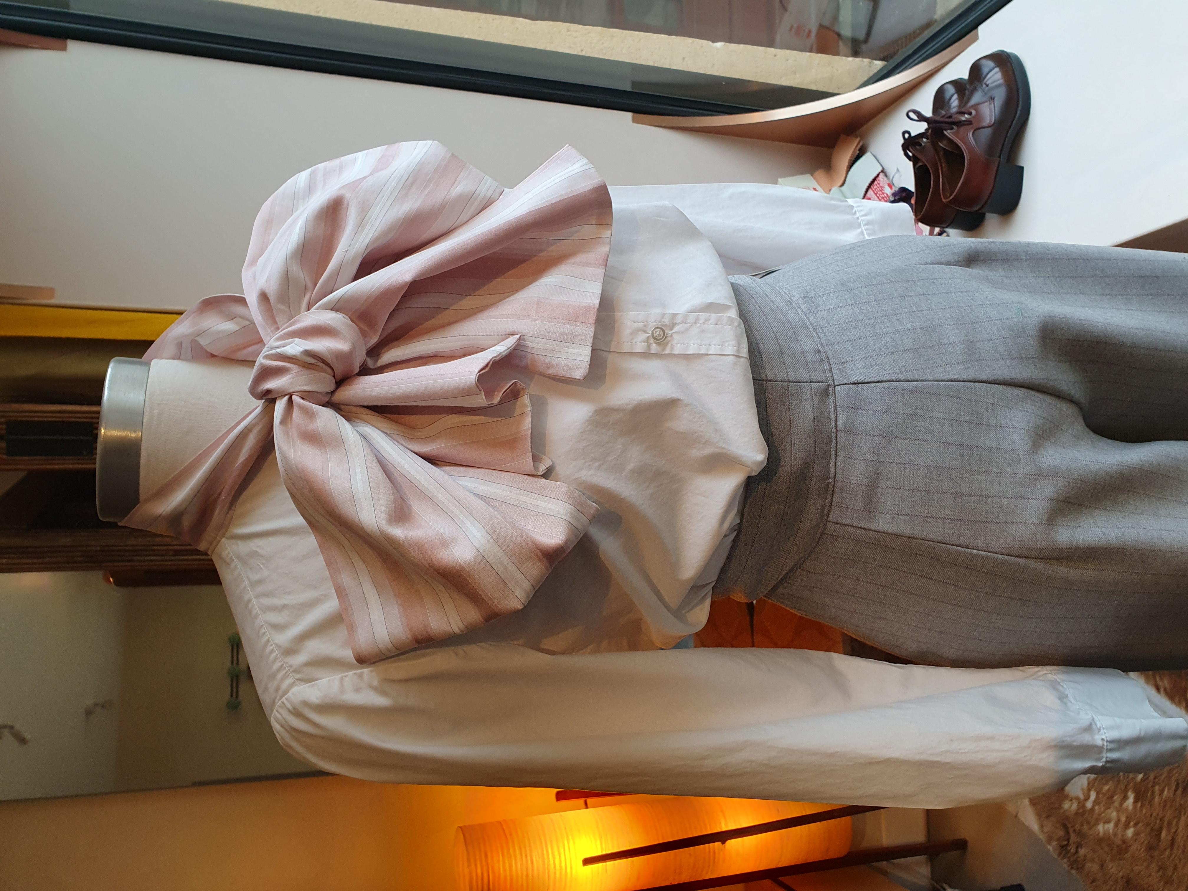 chemise lavallière XXL rose pale 