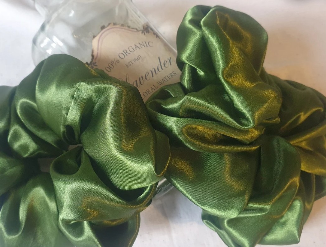 Green Satin Scrunchie