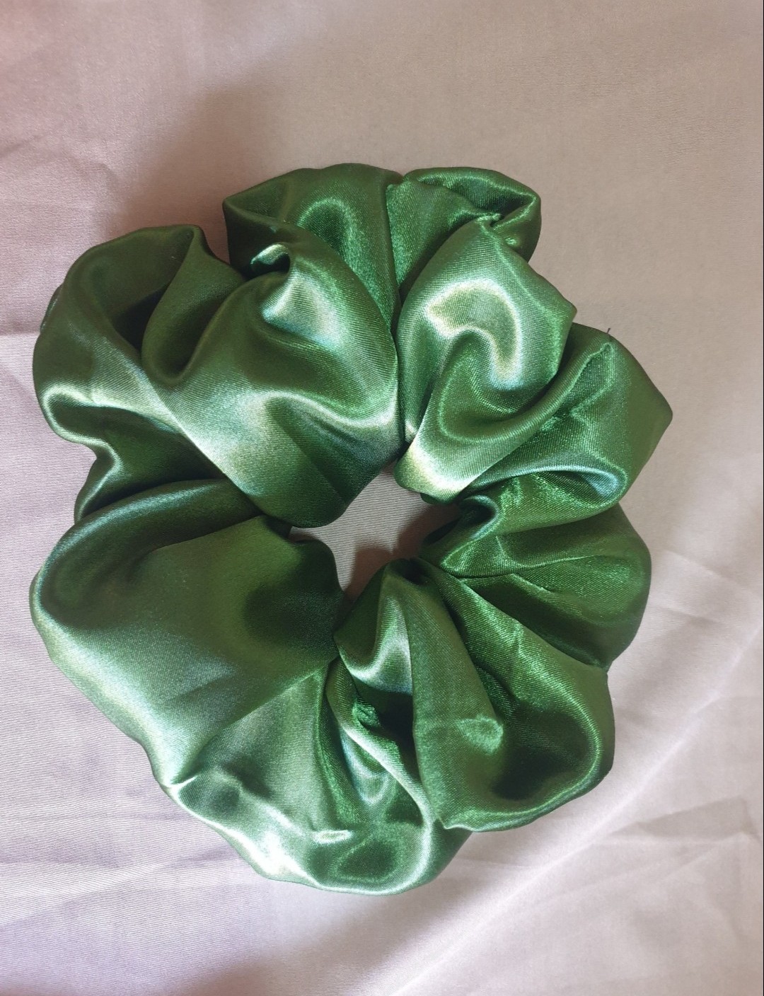 Green Satin Scrunchie