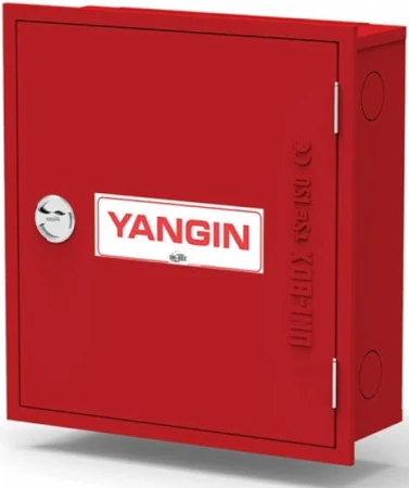 Sıva Altı Sac Kapak 2'' Küresel Vanalı 20 Metre Hortumlu Yangın Dolabı