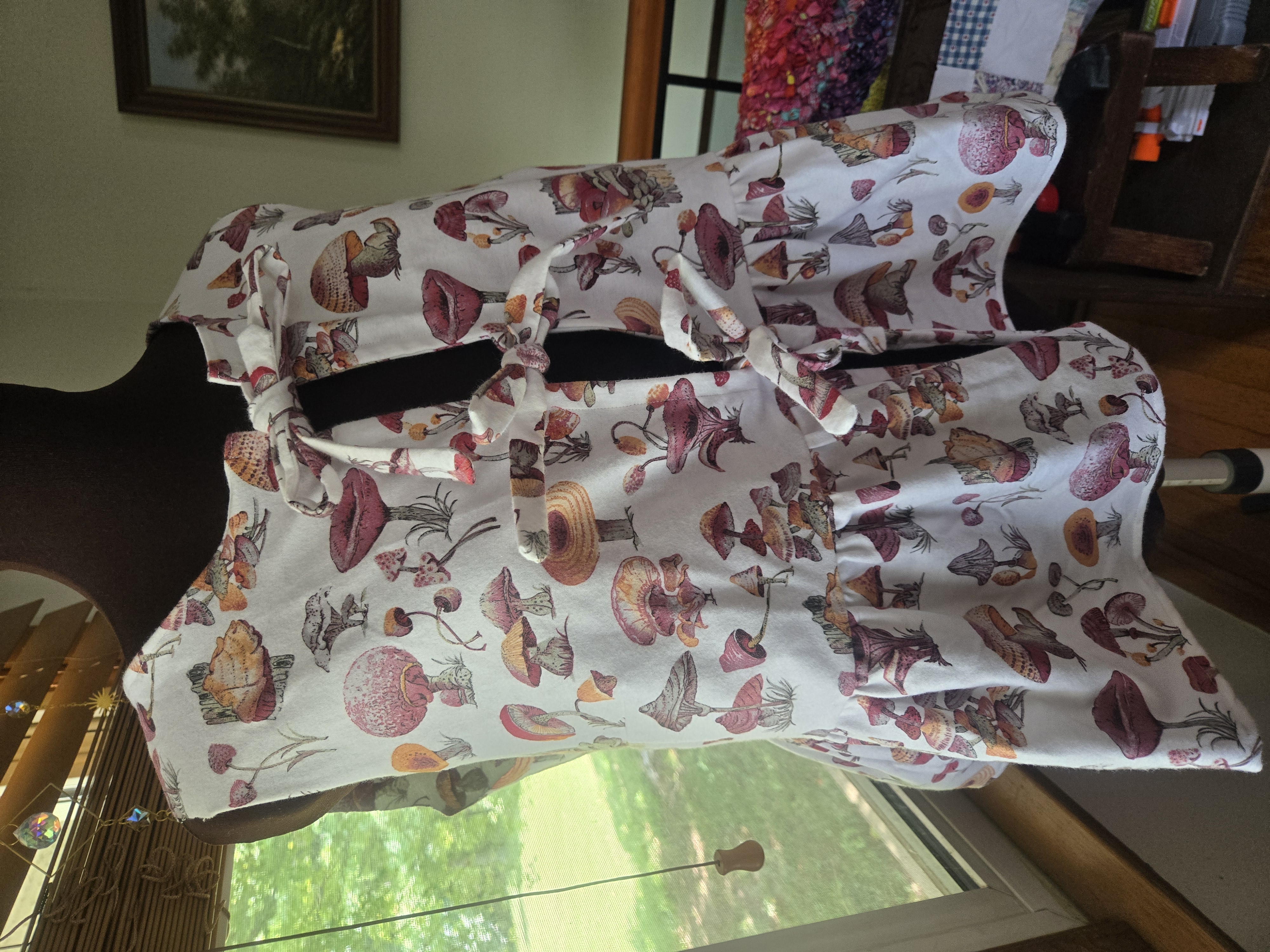 Flannel Mushroom Tie Front Top