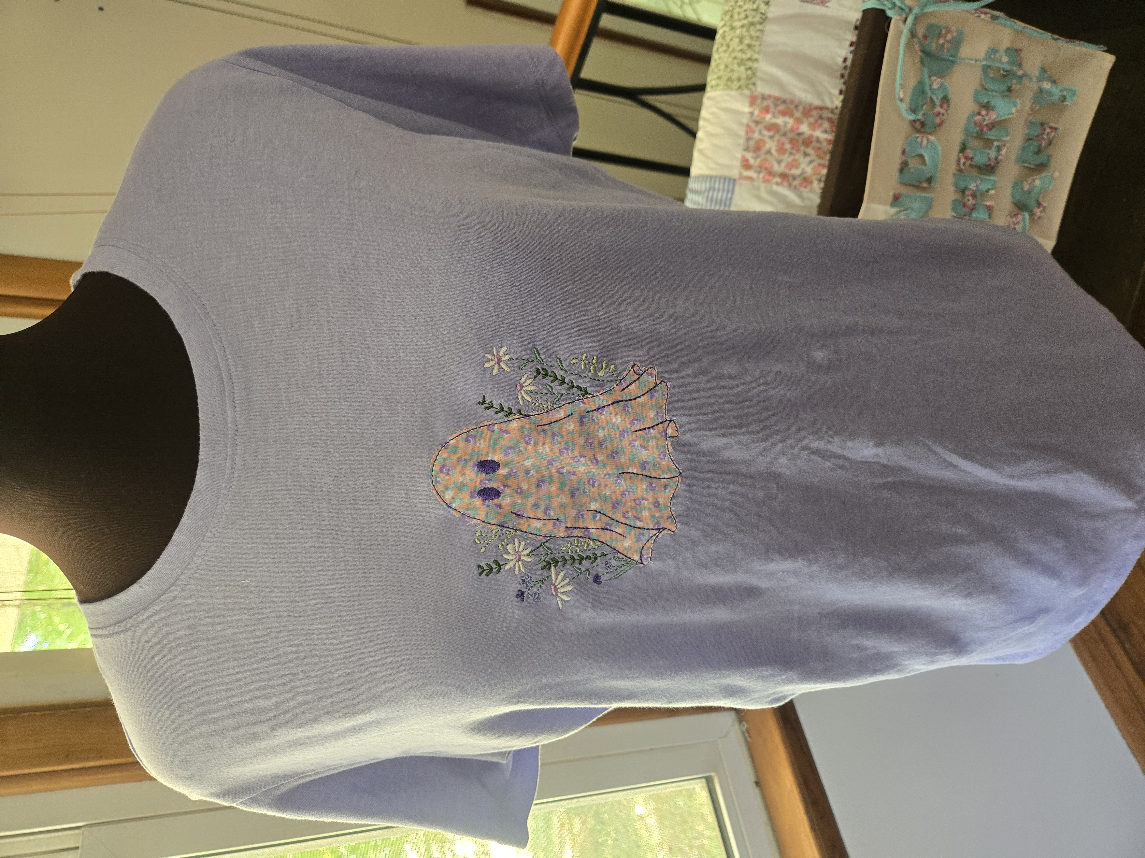 XXL Handmade Ghost Embroidered T-shirt