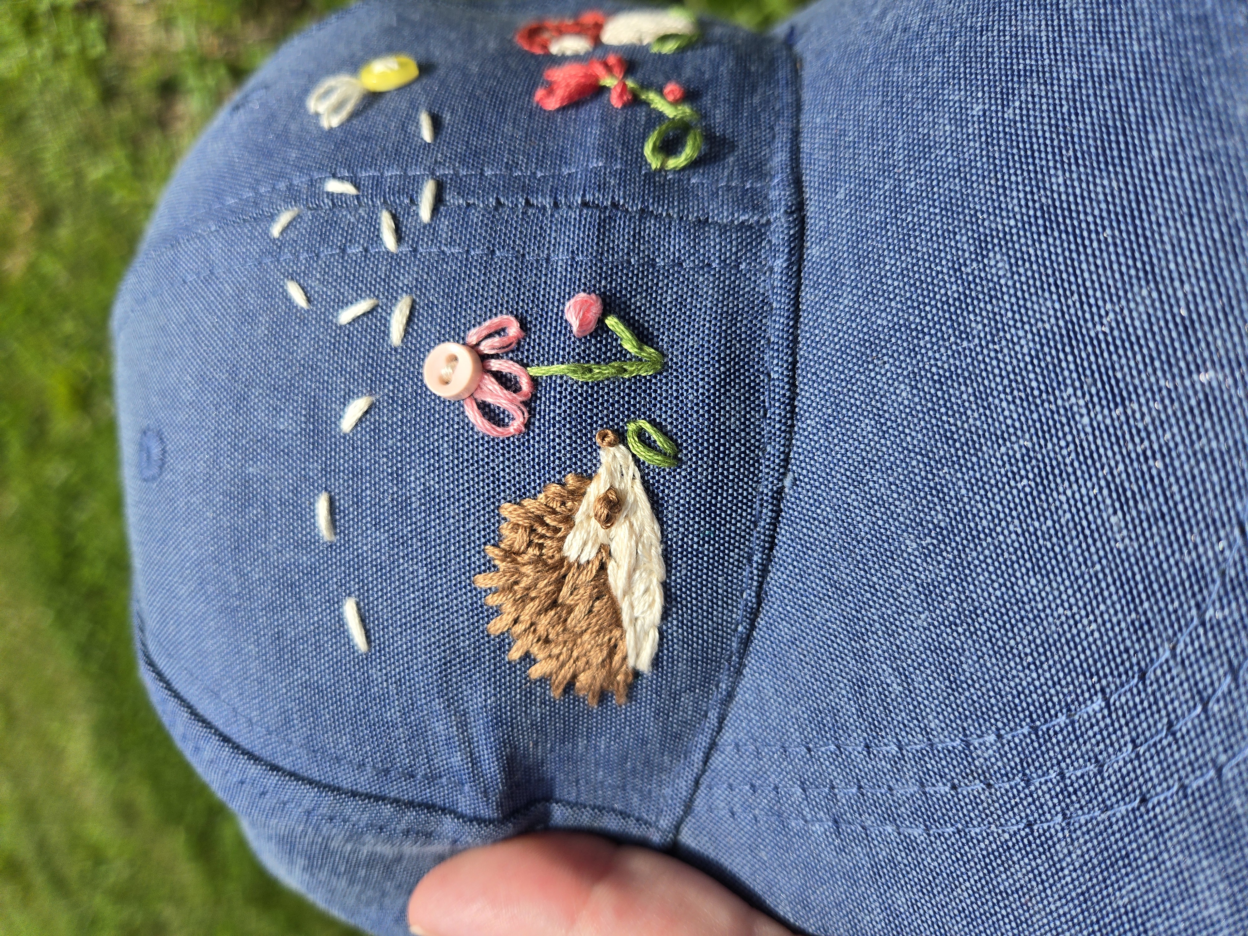 Hand-Embroidered Denim Cap
