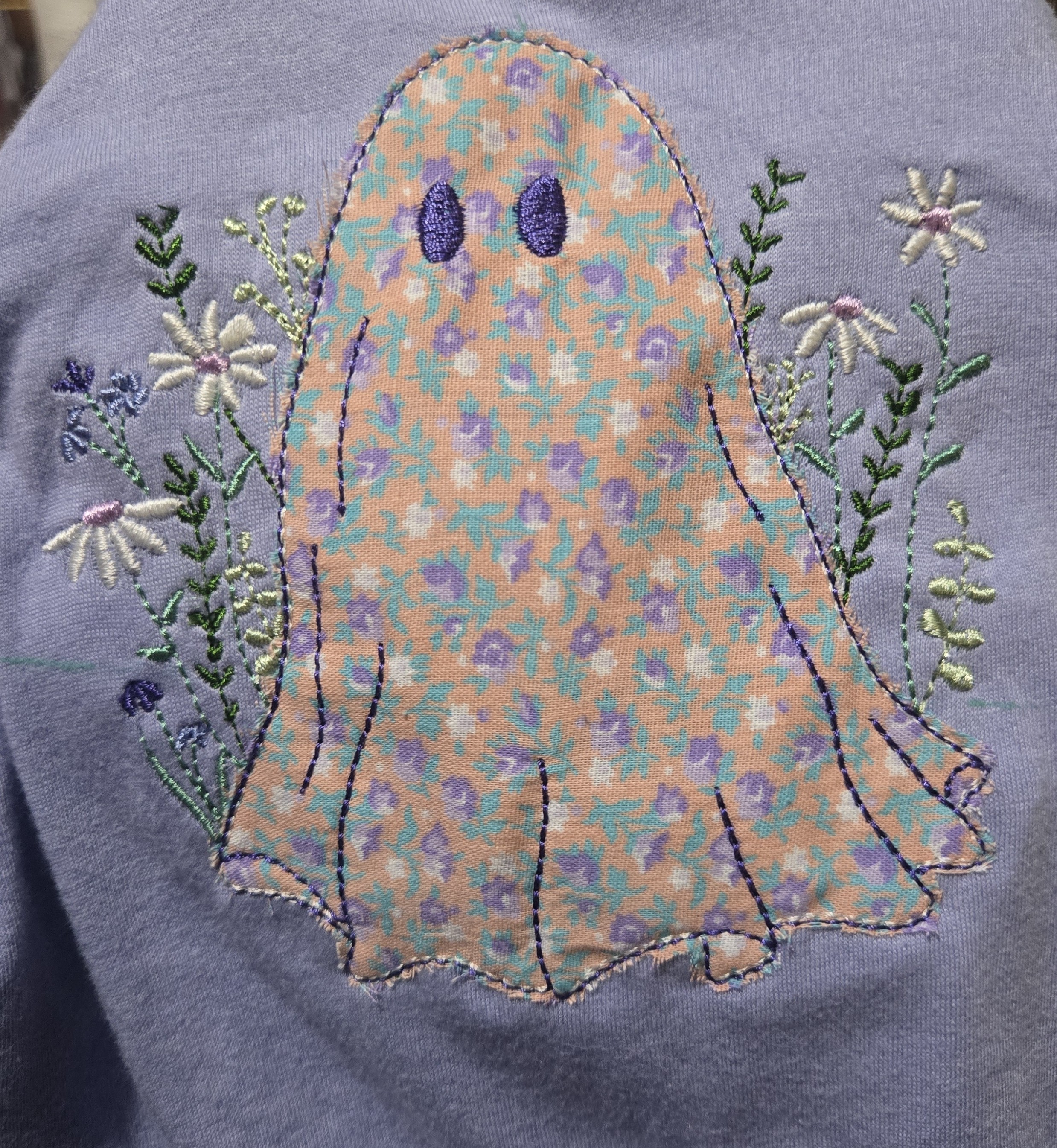 XXL Handmade Ghost Embroidered T-shirt