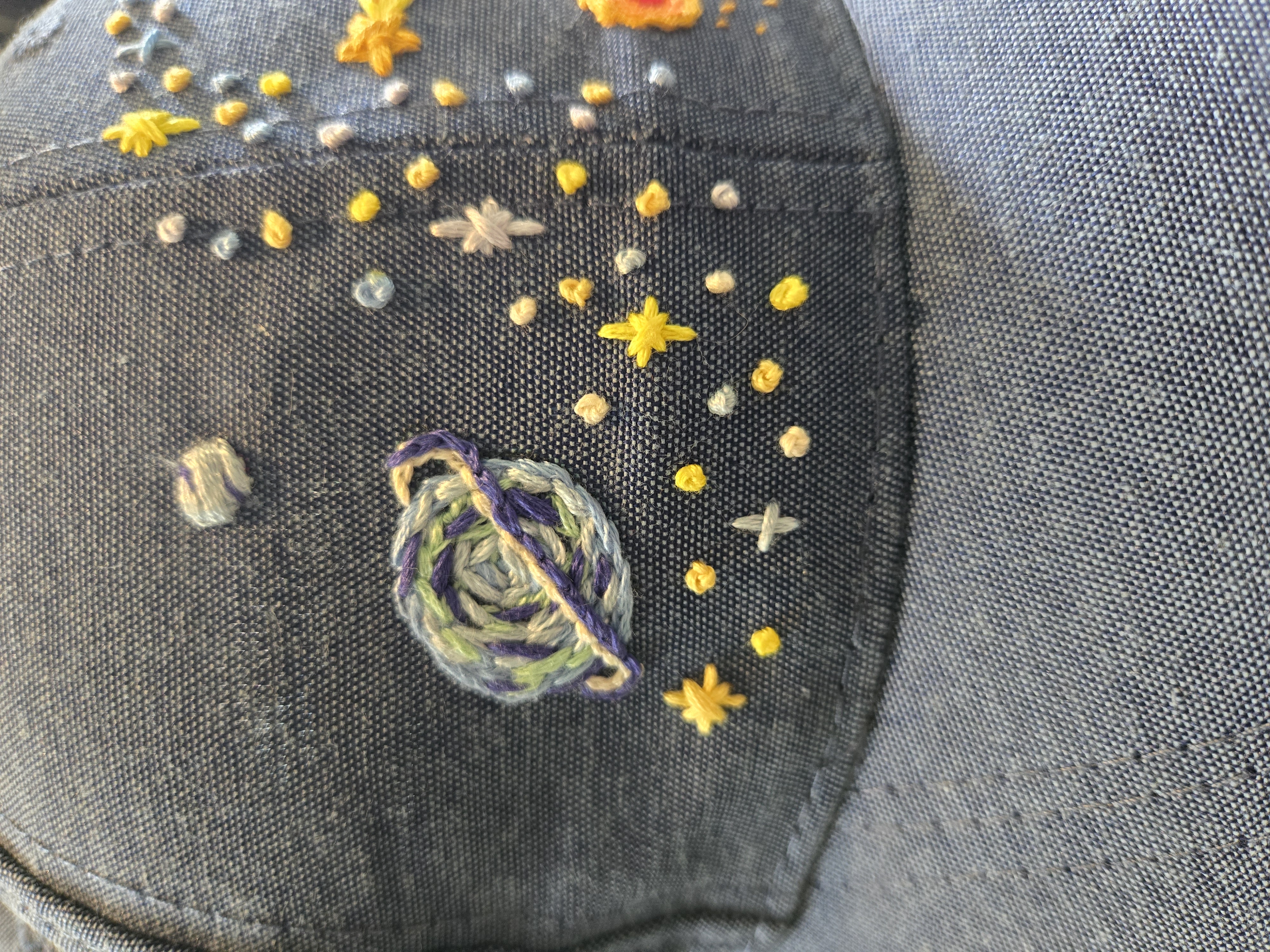 Hand-Embroidered Space Theme Cap