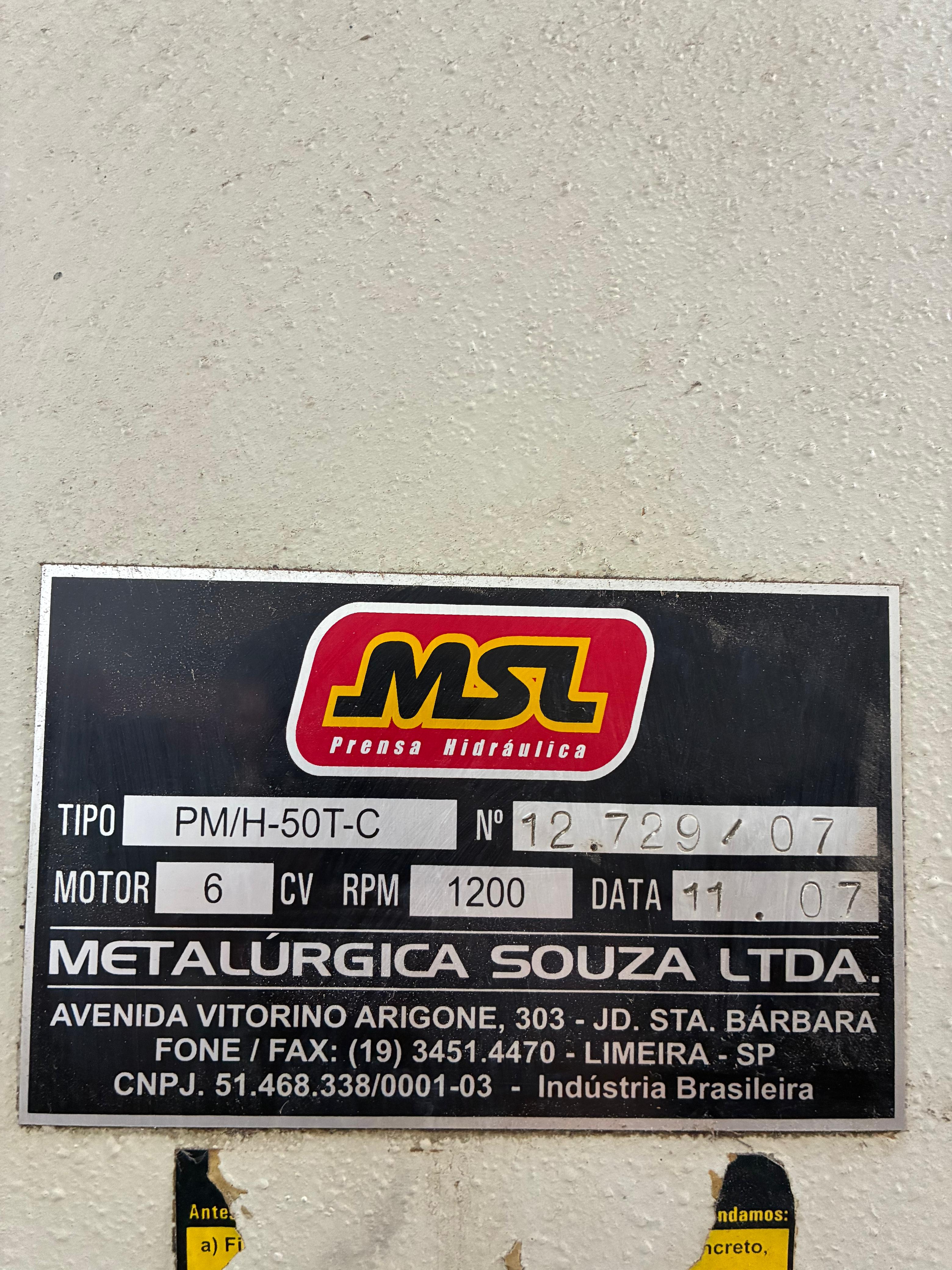 PRENSA EXCÊNTRICA 50T TIPO H FREIO FRICÇÃO