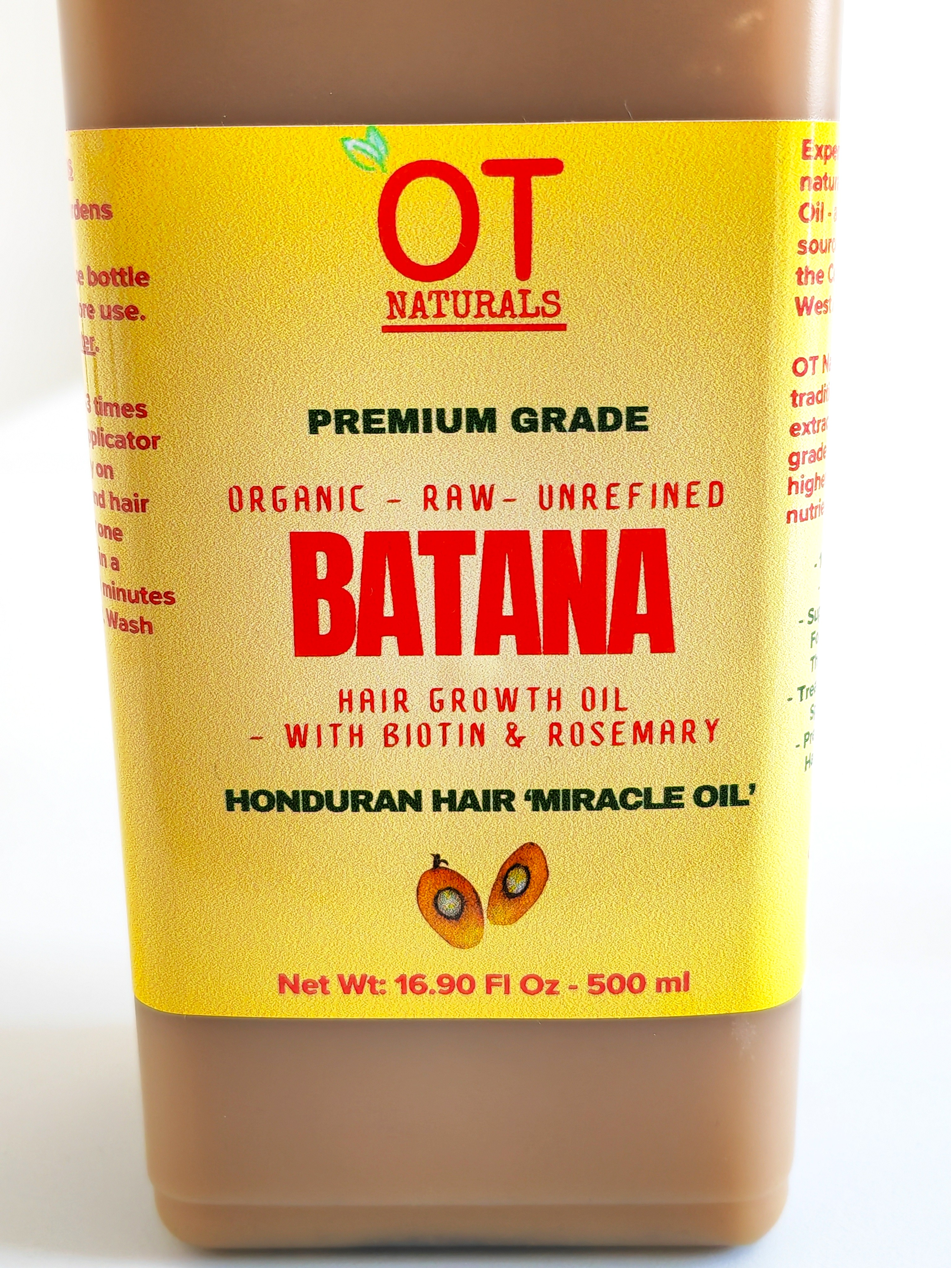 500ml - Raw Batana Oil for Hair Growth – with Biotin & Rosemary 