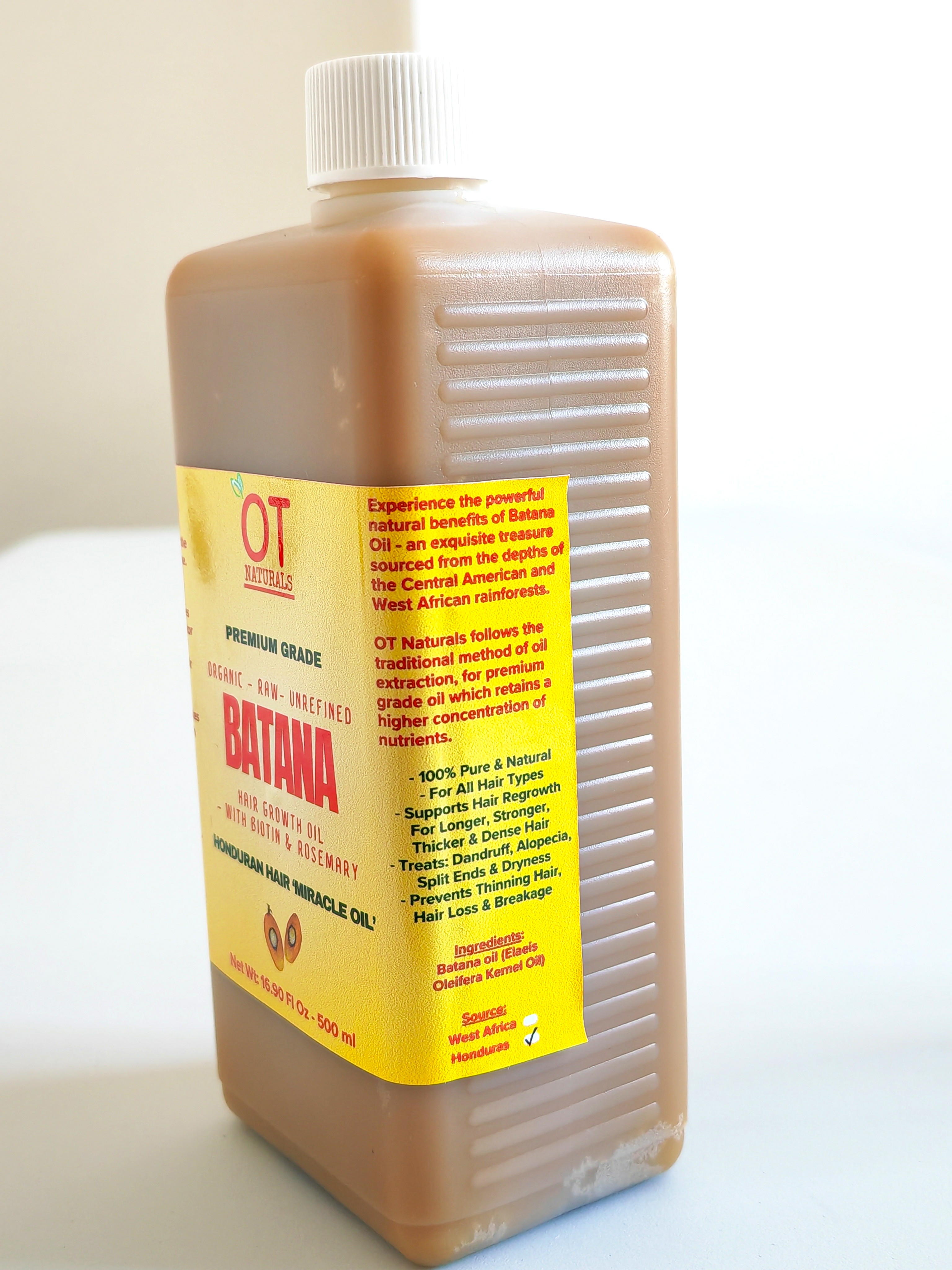 500ml - Raw Batana Oil for Hair Growth – with Biotin & Rosemary 