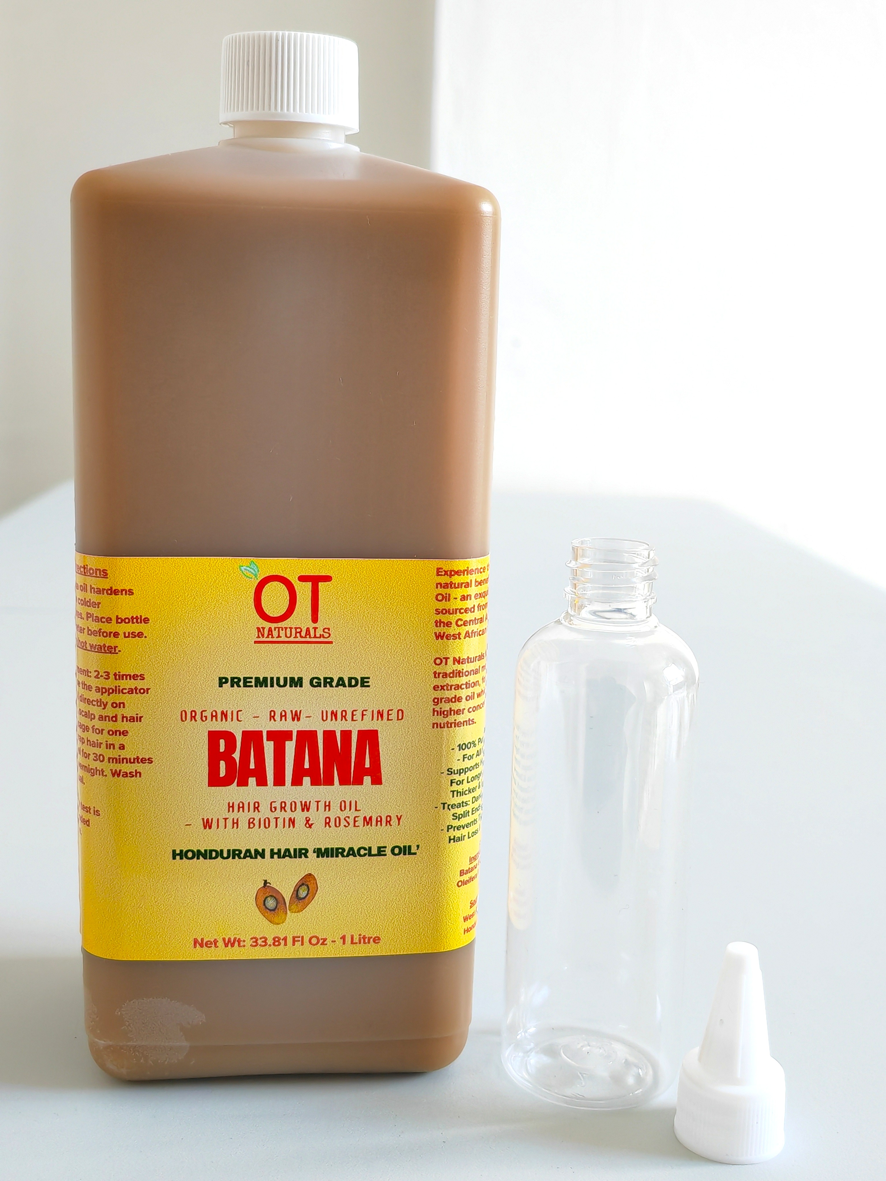 1 Litre (1000ml) - Raw Batana Oil with Biotin & Rosemary - for Faster Hair Growth