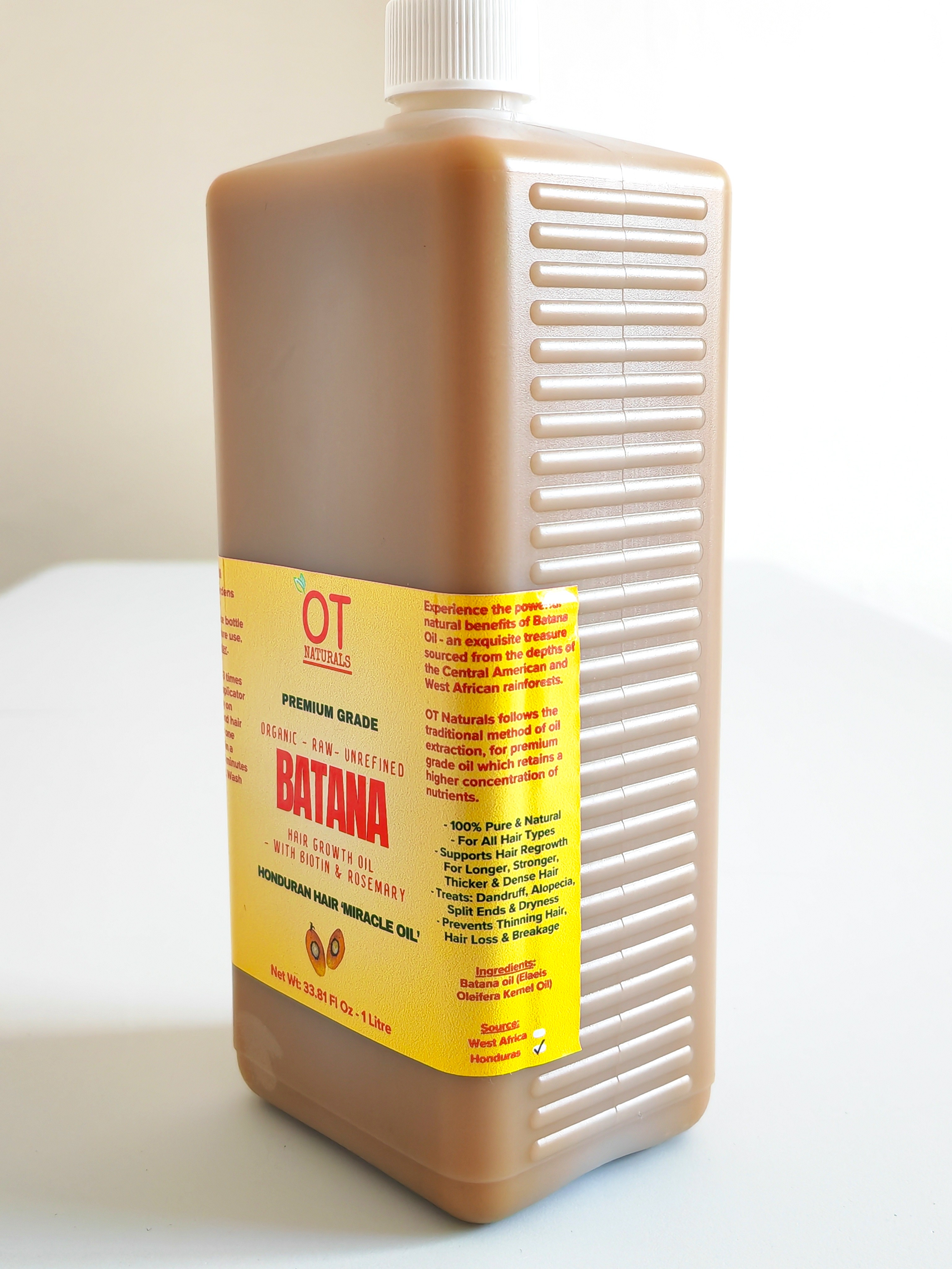 1 Litre (1000ml) - Raw Batana Oil with Biotin & Rosemary - for Faster Hair Growth