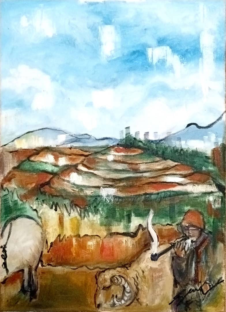 [The Rustic Countryside] Oil Painting on Canvas 11.8x15.74inches (A3)