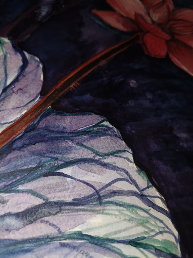 [The Pink Lotus Flower] Chinese Mineral Art Painting 11.7x16.5 inches (A3)