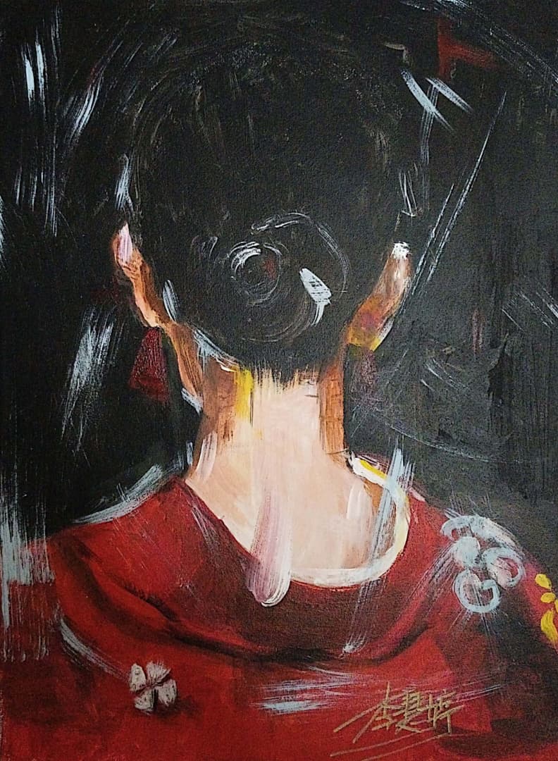 [The Japanese Lady] Acrylic On Canvas 11.7x16.5 inches (A3)