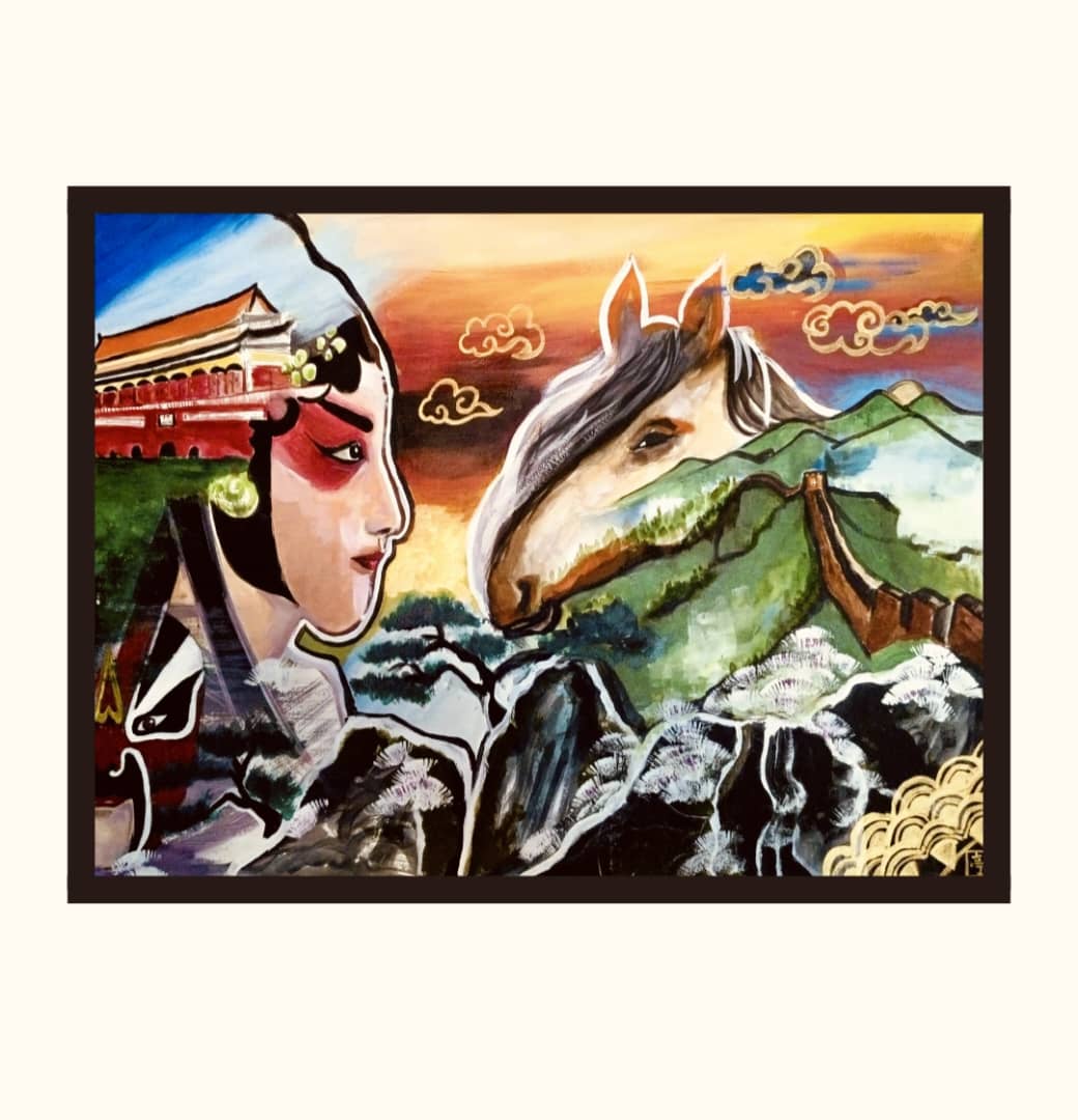 [China China] Chinese Culture Themed Art watercolor mix acrylic on Paper