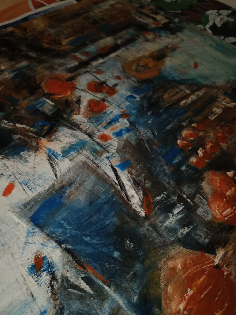 [The Old Chinese Town] Abstract Oil Painting