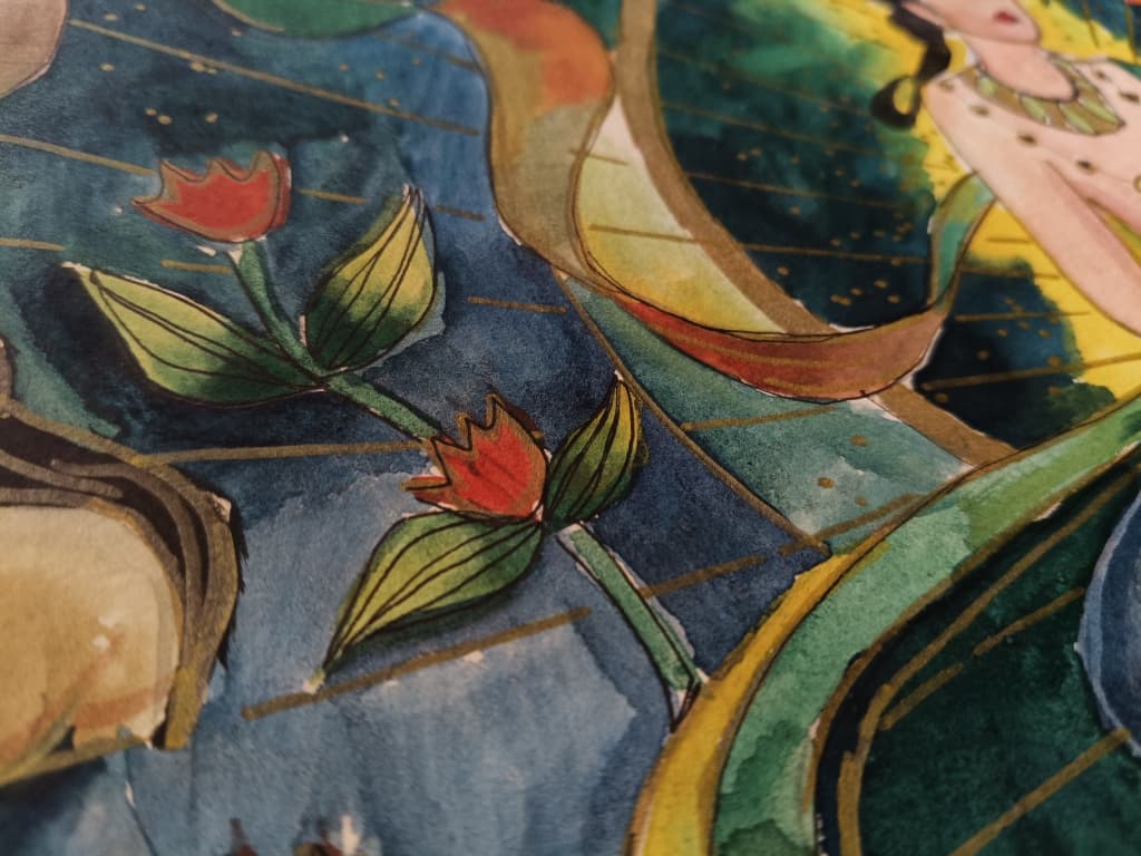 [The Apsara]  Hand-Painted Chinese Mineral Artwork