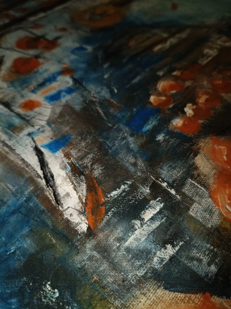 [The Old Chinese Town] Abstract Oil Painting