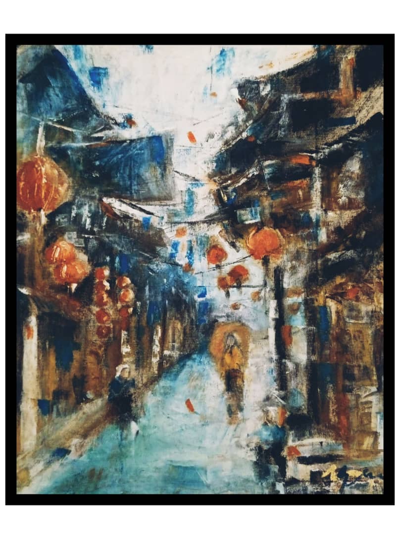 [The Old Chinese Town] Abstract Oil Painting