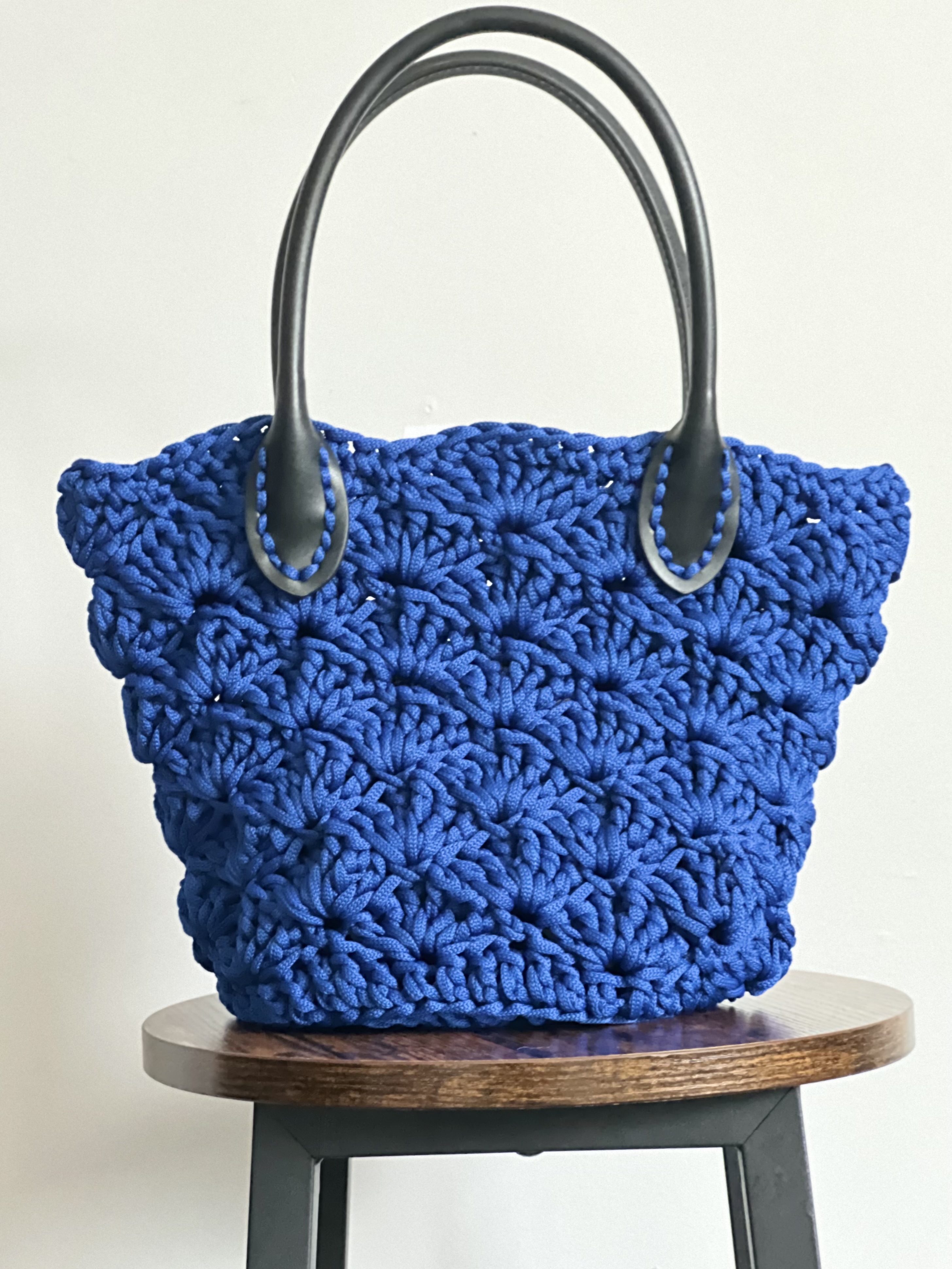 Handmade Blue Crochet small Tote Bag