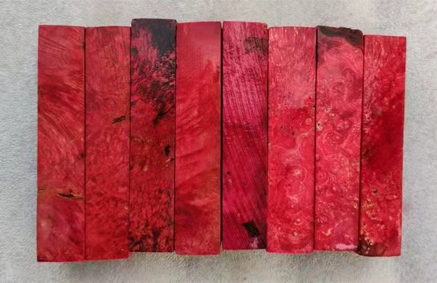 Red Dyed Burl Wood Blocks