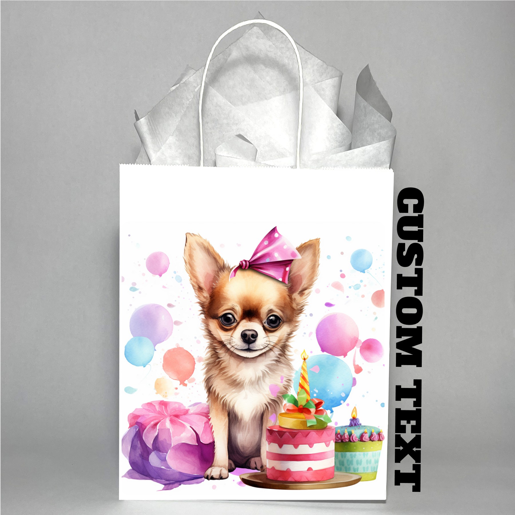 Birthday Gift Bag with Chihuahua Design