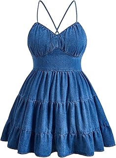 Denim Spaghetti Strap Mini Dress
