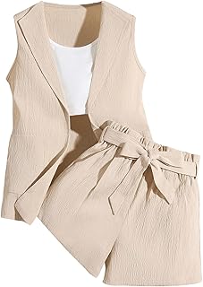 Beige Sleeveless Vest and Shorts Set