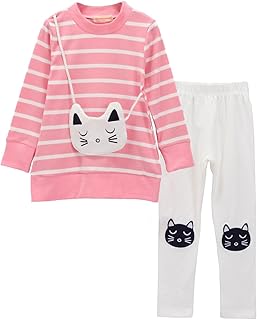 Girls' Cat Stripe Outfit Set