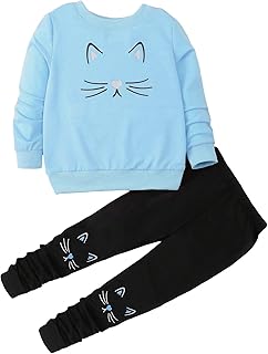 Kids Cat Face Sweatshirt and Pants Set