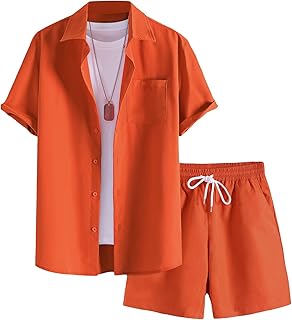 Men's Orange Casual Summer Set