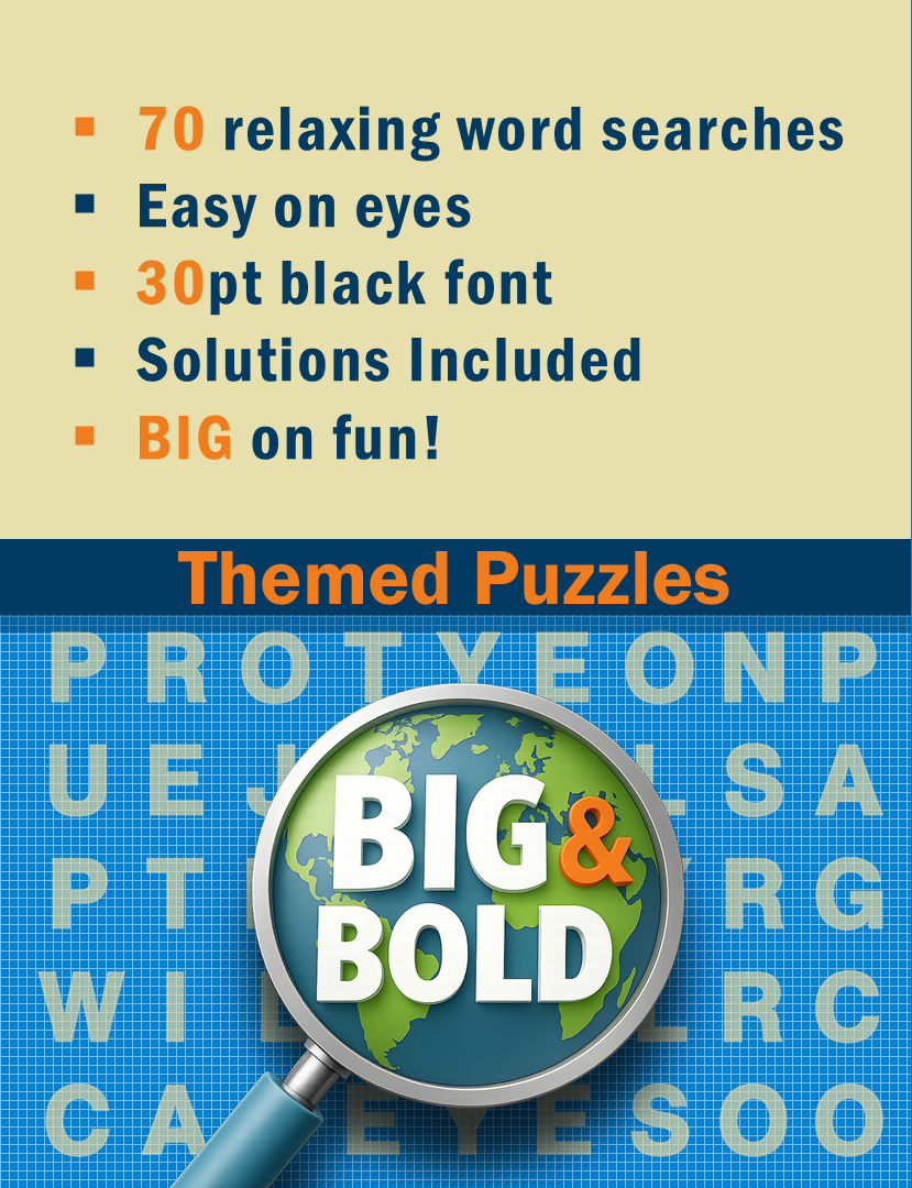 Print at Home Big & Bold Extra Large Print Word Search — Themed Puzzles (Book 1)