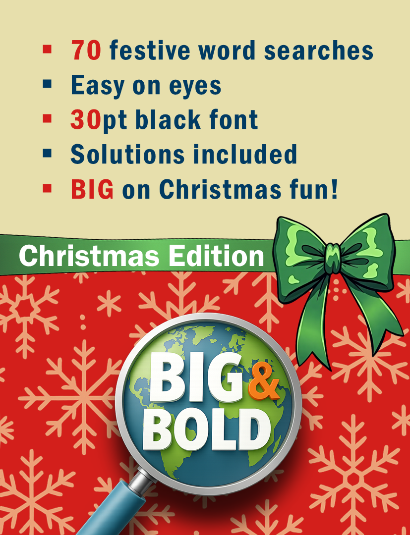 Print at Home Big & Bold Extra Large Print Word Search: Christmas Edition