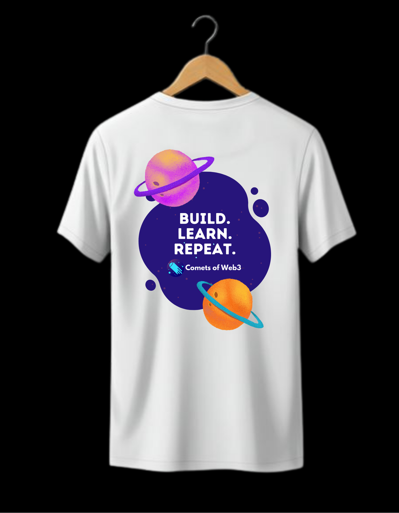 Comets of Web3 T-shirt - "Build. Learn. Repeat."