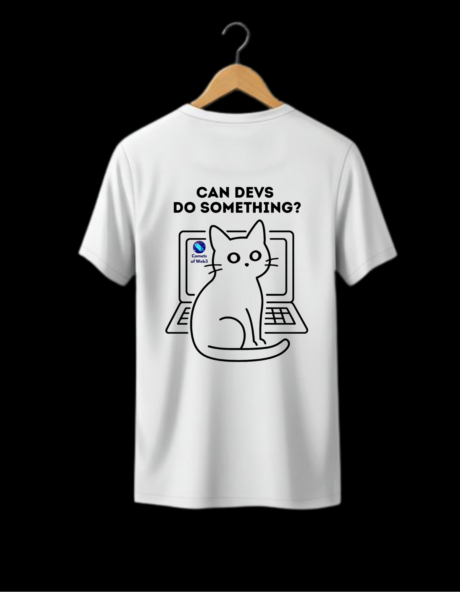 Comets of Web3 White T-Shirt - "Can devs do something?"