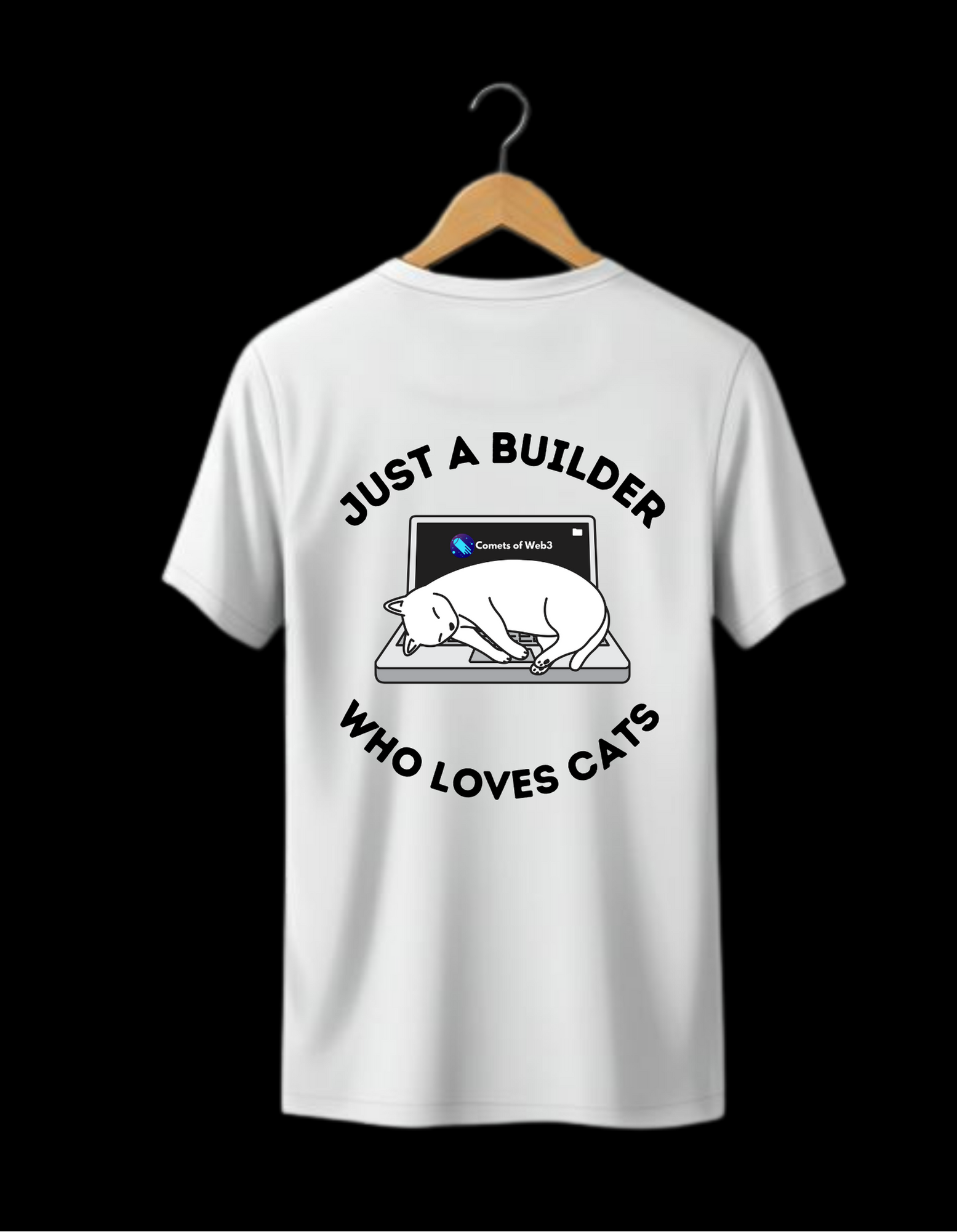 Comets of Web3 T-shirt - "Just a builder who loves cats"