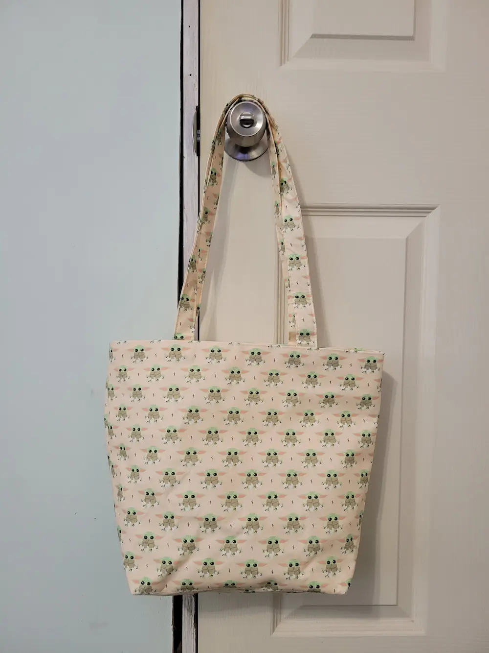 Baby Yoda in Flowers Tote Bag