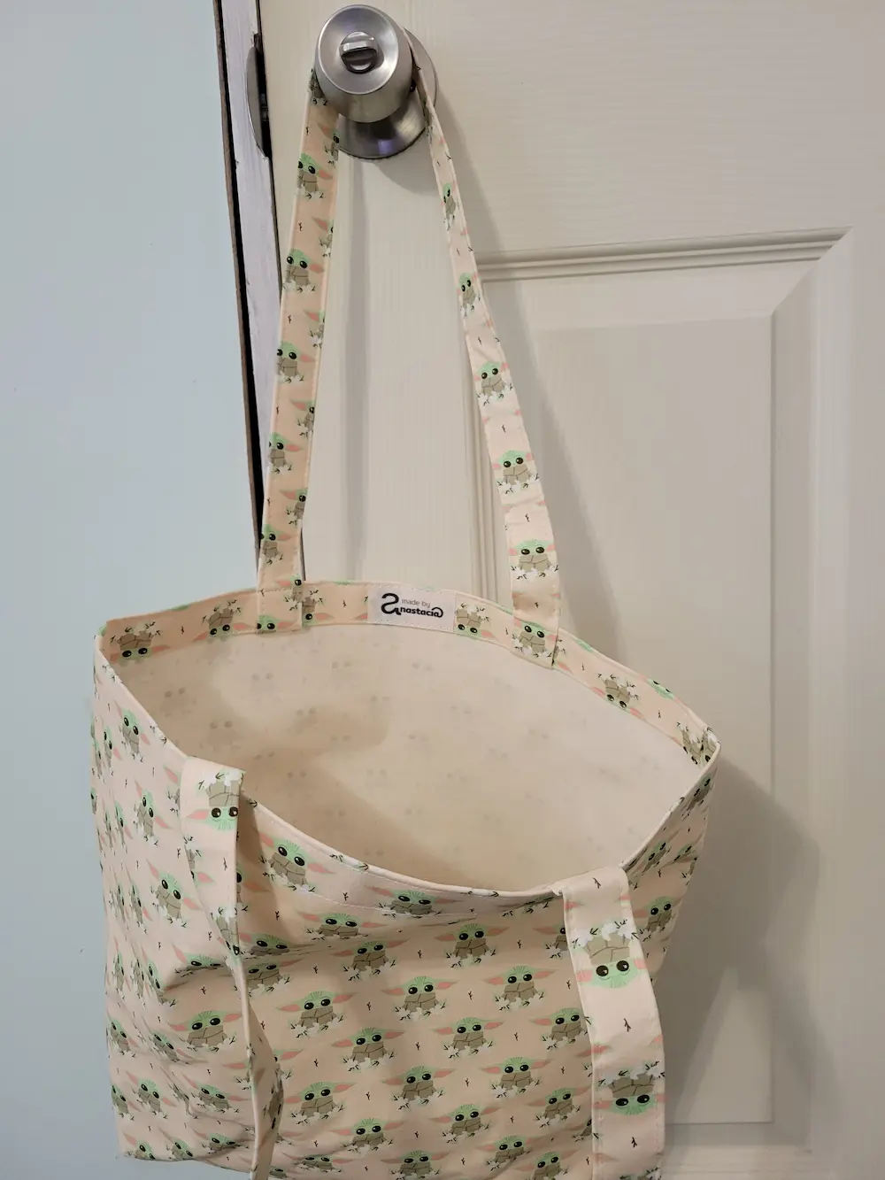 Baby Yoda in Flowers Tote Bag